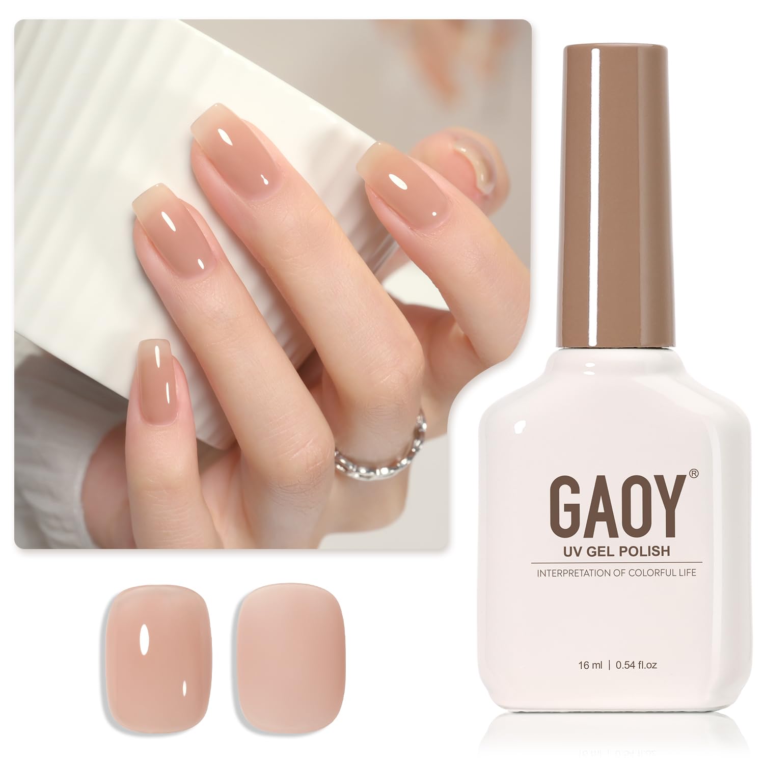 GAOY Sheer Light Pink Gel Nail Polish. 16ml Jelly Milky White Peach Translucent Color 1352 UV Light Cure Gel Polish for Nail Art DIY Manicure and Pedicure at Home : Beauty & Personal Care