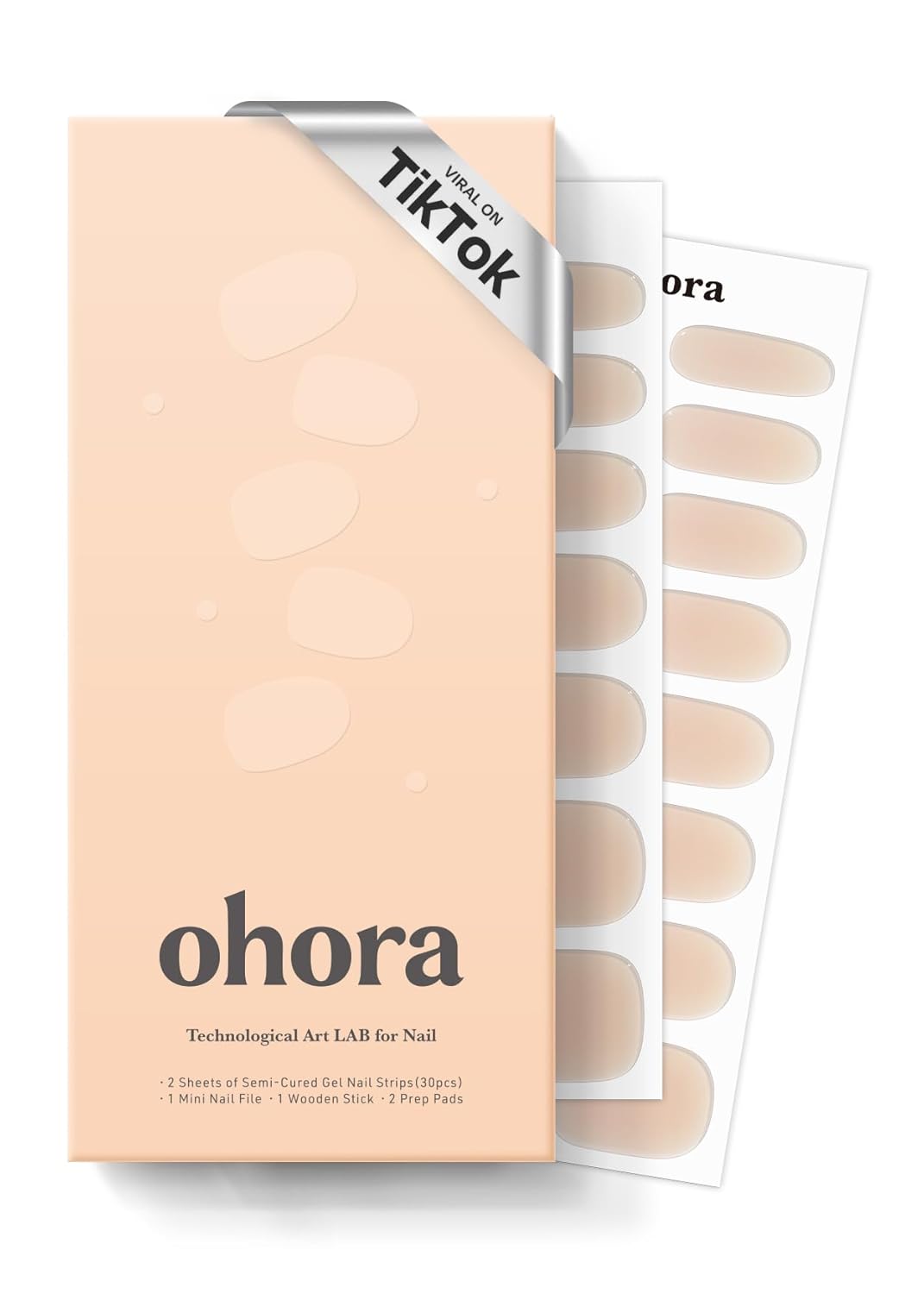 ohora Semi Cured Gel Nail Strips (N Cream Indigo) - Blue. Solid. Works with Any UV/LED Lamps. Salon-Quality. Long Lasting. Easy to Apply & Remove - Includes 2 Prep Pads. Nail File & Wooden Stick : Beauty & Personal Care