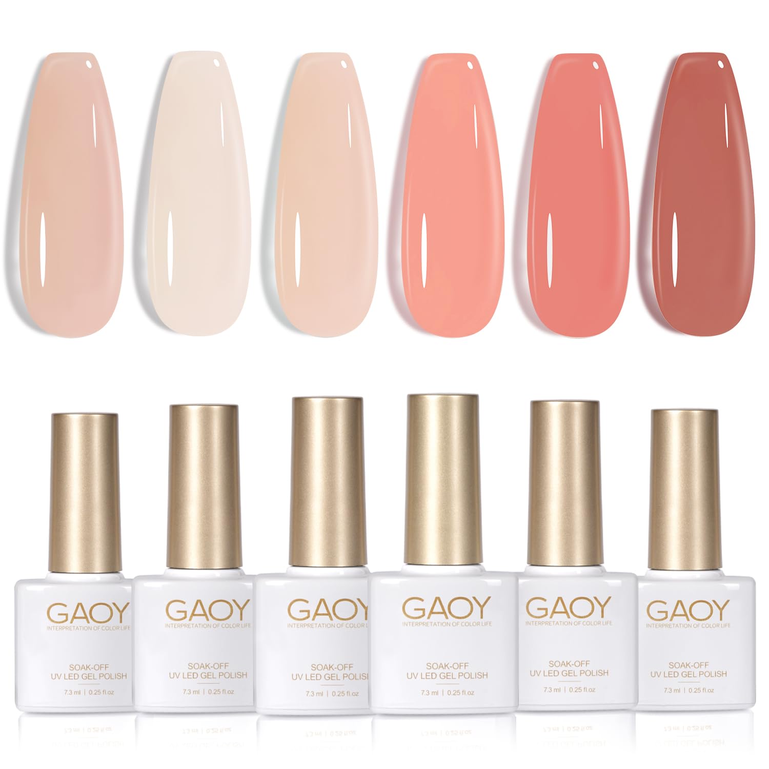 GAOY Milky White Jelly Nude Gel Nail Polish Set. 6 Transparent Colors Sheer Pink Orange Soak Off UV Light Cure Gel Polish Kit for Salon and Nail Art DIY at Home : Beauty & Personal Care