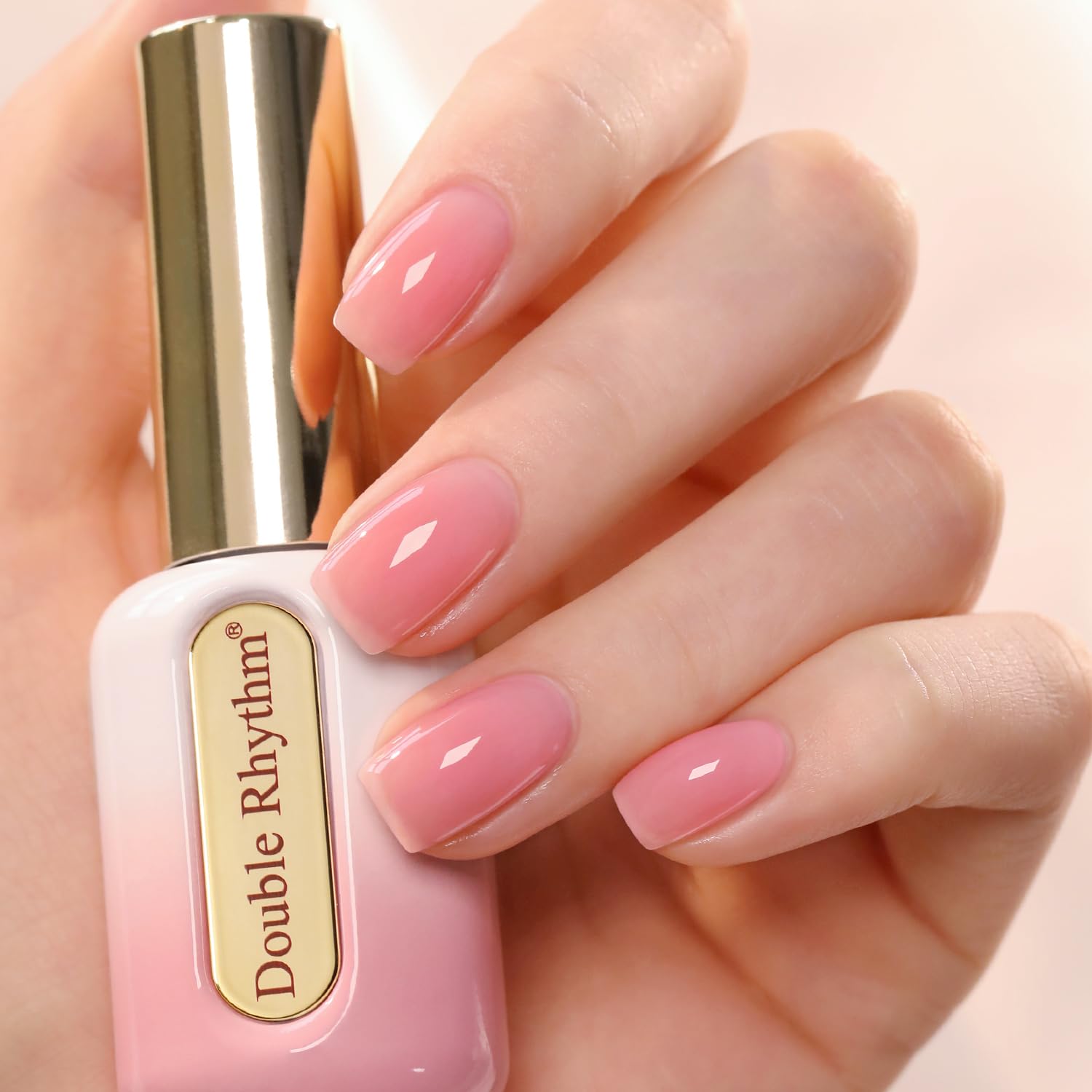 Double Rhythm 0.50 OZ Gel Polish Hema Free Same Color Same Bottle Golden Round Translucent Neutral Natural Milky 15 ML Jelly UV Polish Art DIY at Home (Bright Pink-H1040) : Beauty & Personal Care