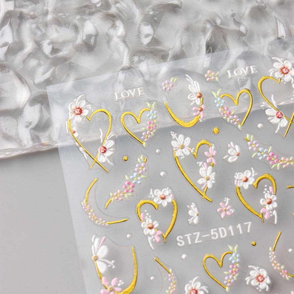 JMEOWIO 3D Embossed Flower Nail Art Stickers Decals Self-Adhesive 5D Spring Summer Floral Nail Supplies Nail Art Design Decoration Accessories 4 Sheets : Beauty & Personal Care