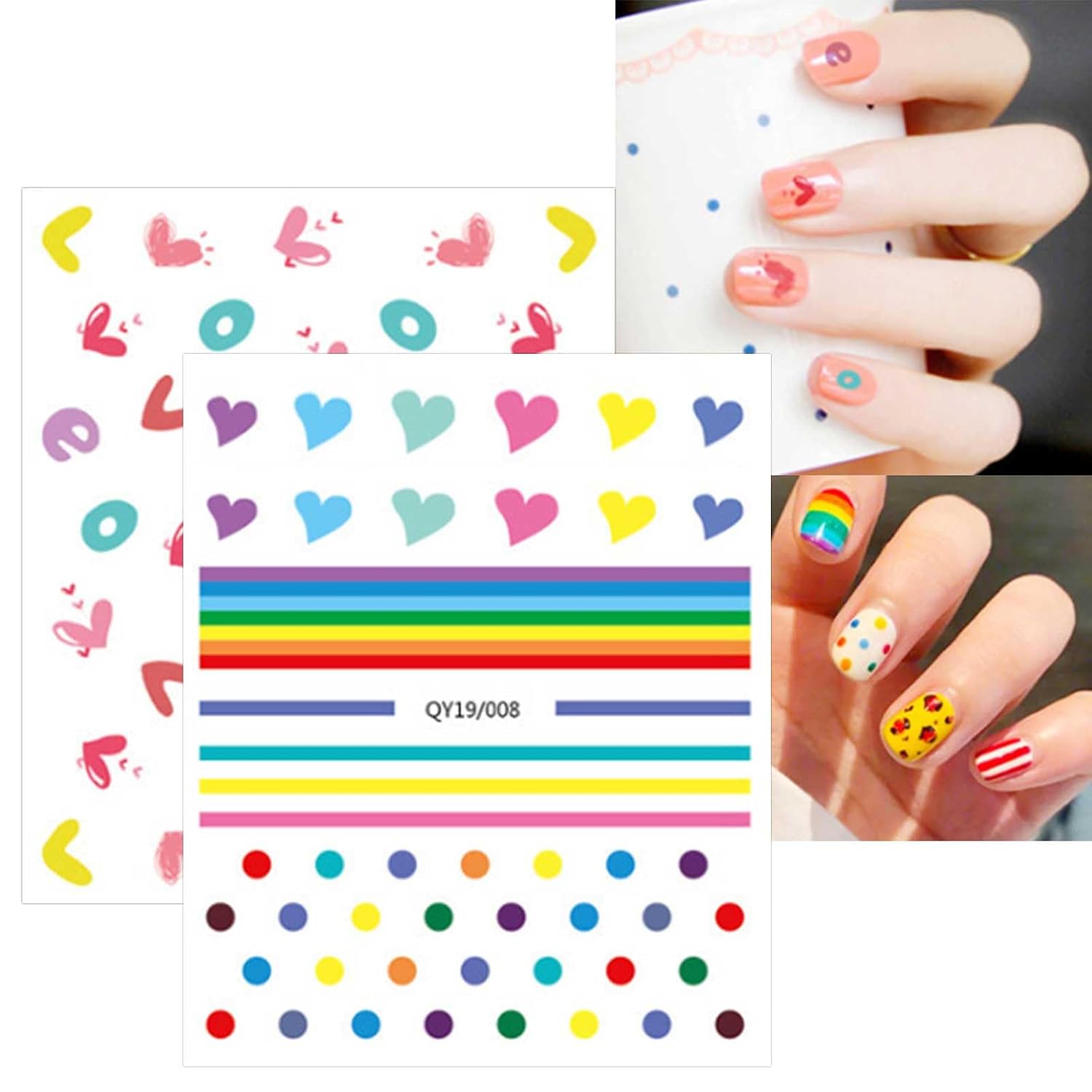 JMEOWIO 14 Sheets Cute Nail Stickers for Kids Nail Art Stickers Decals Self-Adhesive Pegatinas Uñas Rainbow Flower Fruit Nail Supplies Nail Art Design Decoration Accessories : Beauty & Personal Care