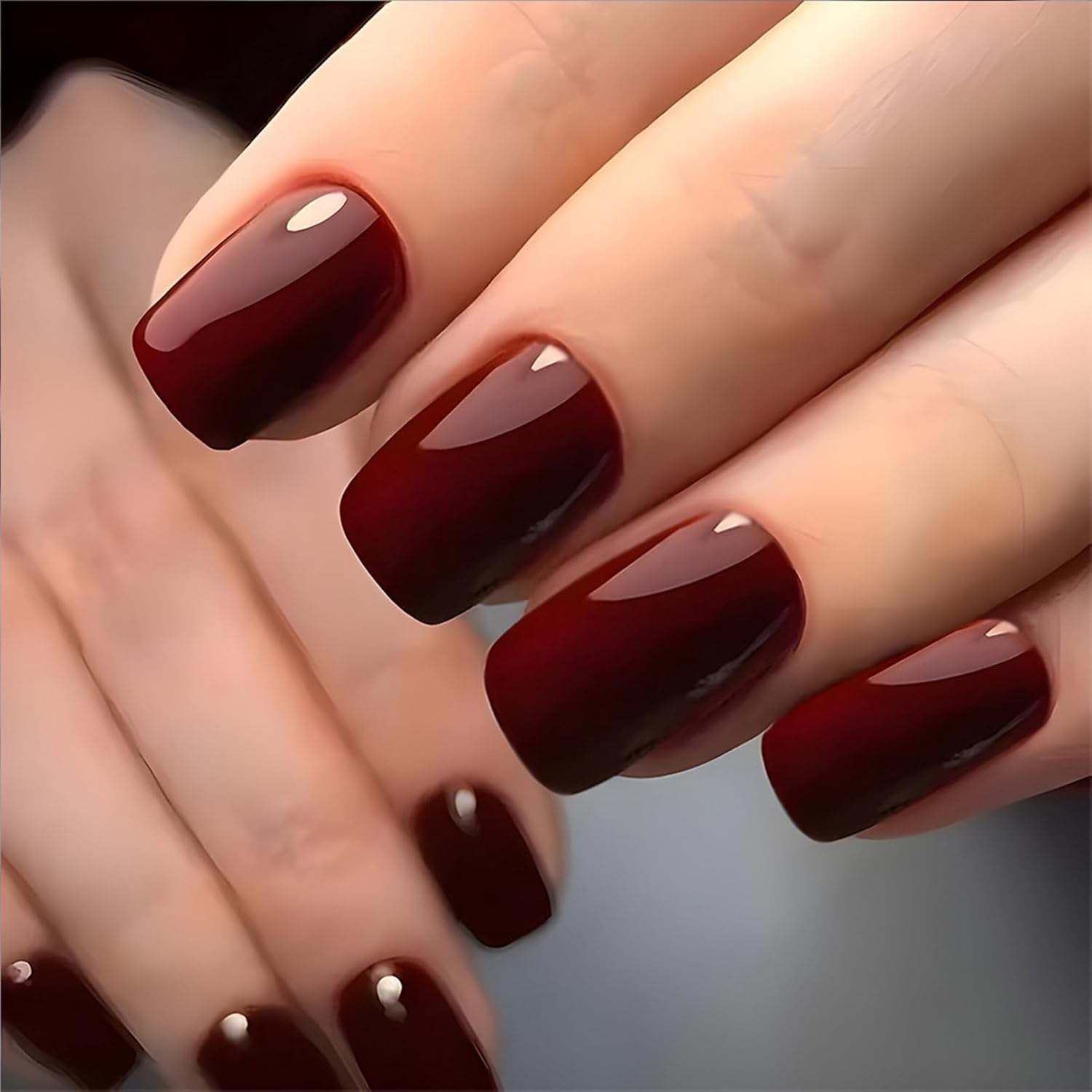 WAFOLOZE Nails Press ons.White Ombre Short Square Press on Nails Fake Nails Glossy Acrylic Artificial Nails Stick on Nails for Women 24Pcs : Beauty & Personal Care