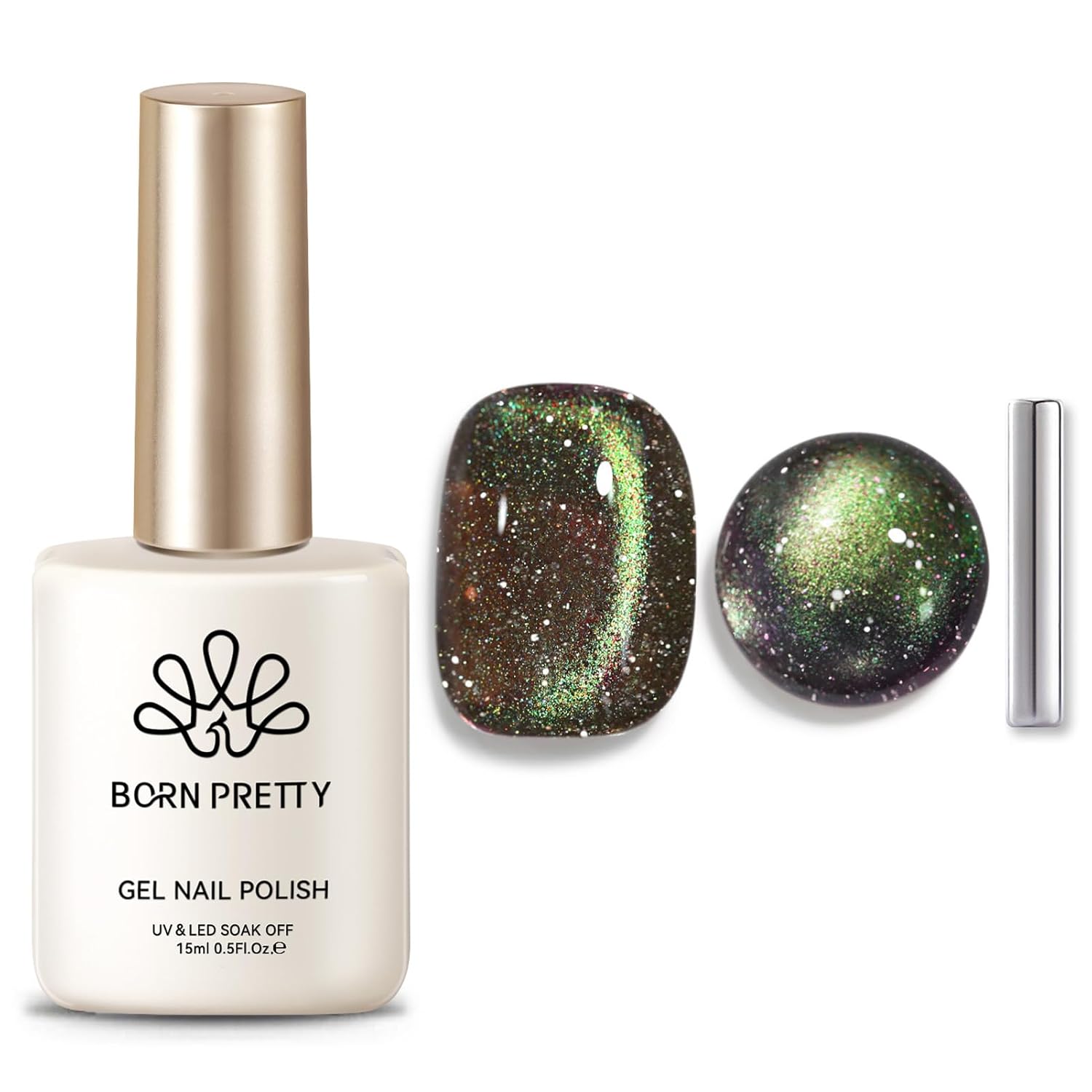 Born Pretty 9D Cat Magnetic Eye Gel Nail Polish Holographic Rainbow Gel Polish Blue Purple Soak Off U V LED Gel Polish Nail Art Design Manicure Salon DIY Home 15ML : Beauty & Personal Care