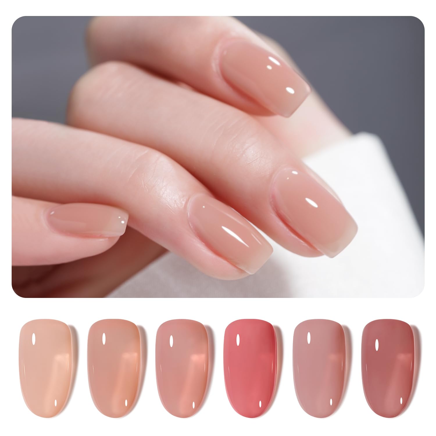 GAOY Rose Garden Jelly Gel Nail Polish of 6 Transparent Nude Red Pink Brown Colors Sheer Gel Polish Kit for Salon Manicure and Nail Art DIY at Home : Beauty & Personal Care