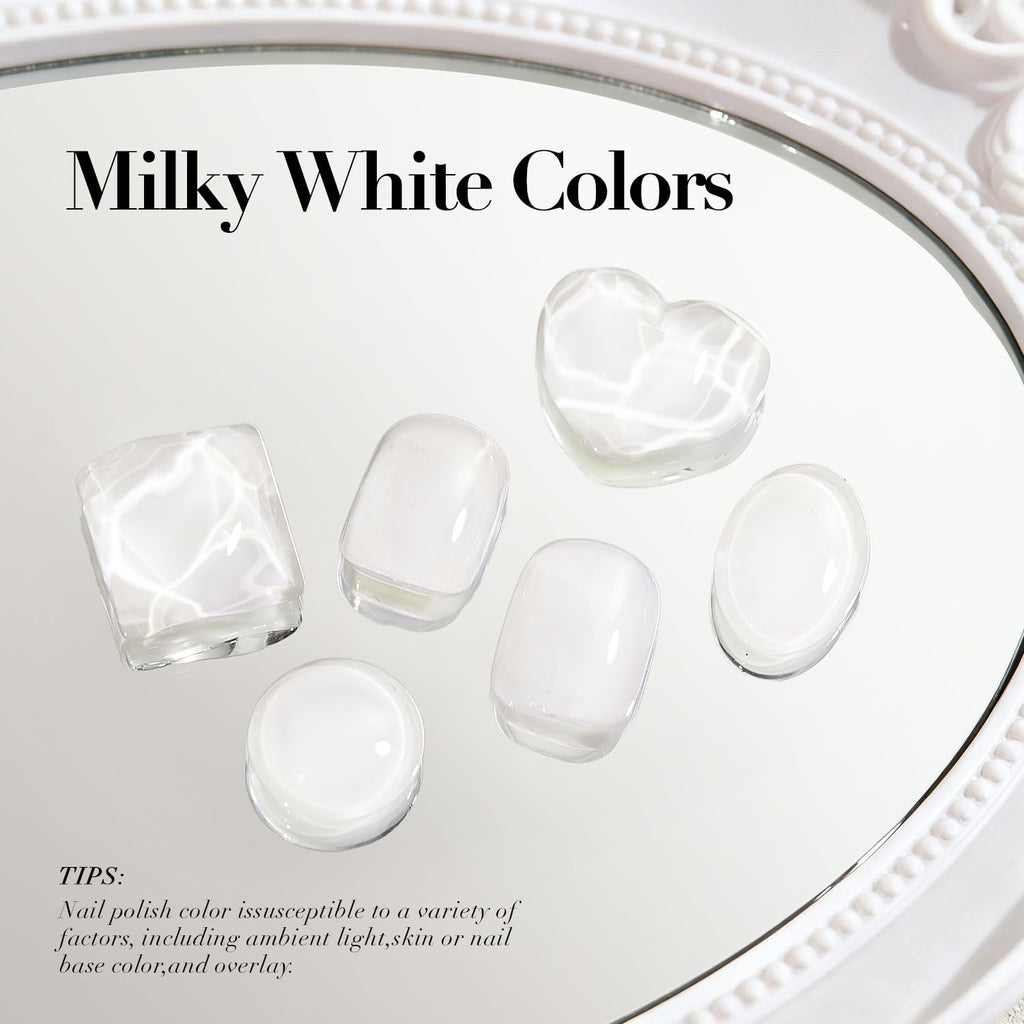 AZUREBEAUTY Milky White Translucent Nail Polish – Quick Dry. Long-Lasting. Natural Jelly Glossy Finish for DIY Manicure & Nail Art. Salon Quality for Women : Beauty & Personal Care