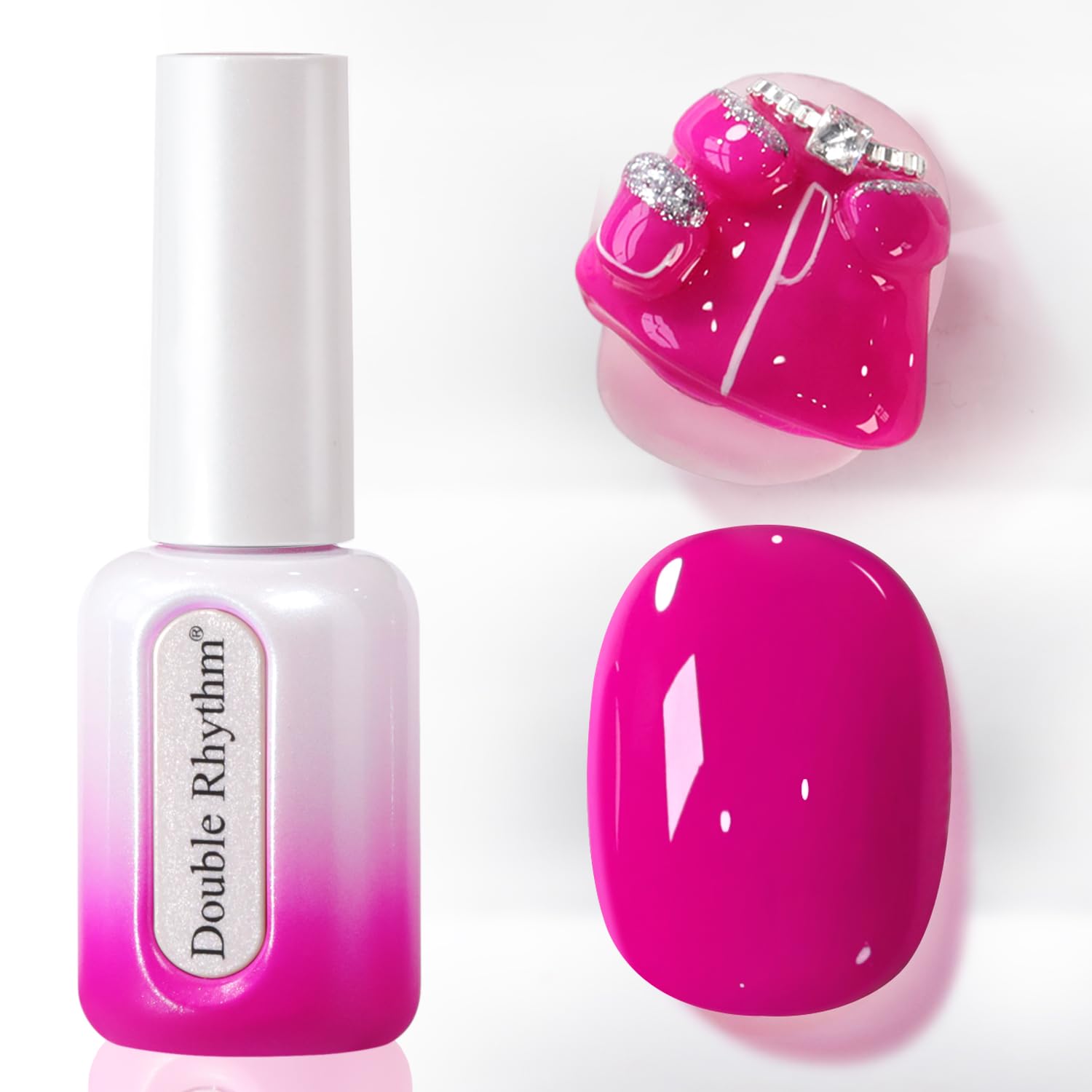 Double Rhythm 0.50 OZ Gel Polish Hema Free Same Color Same Bottle Golden Round Translucent Neutral Natural Milky 15 ML Jelly UV Polish Art DIY at Home (Bright Pink-H1040) : Beauty & Personal Care