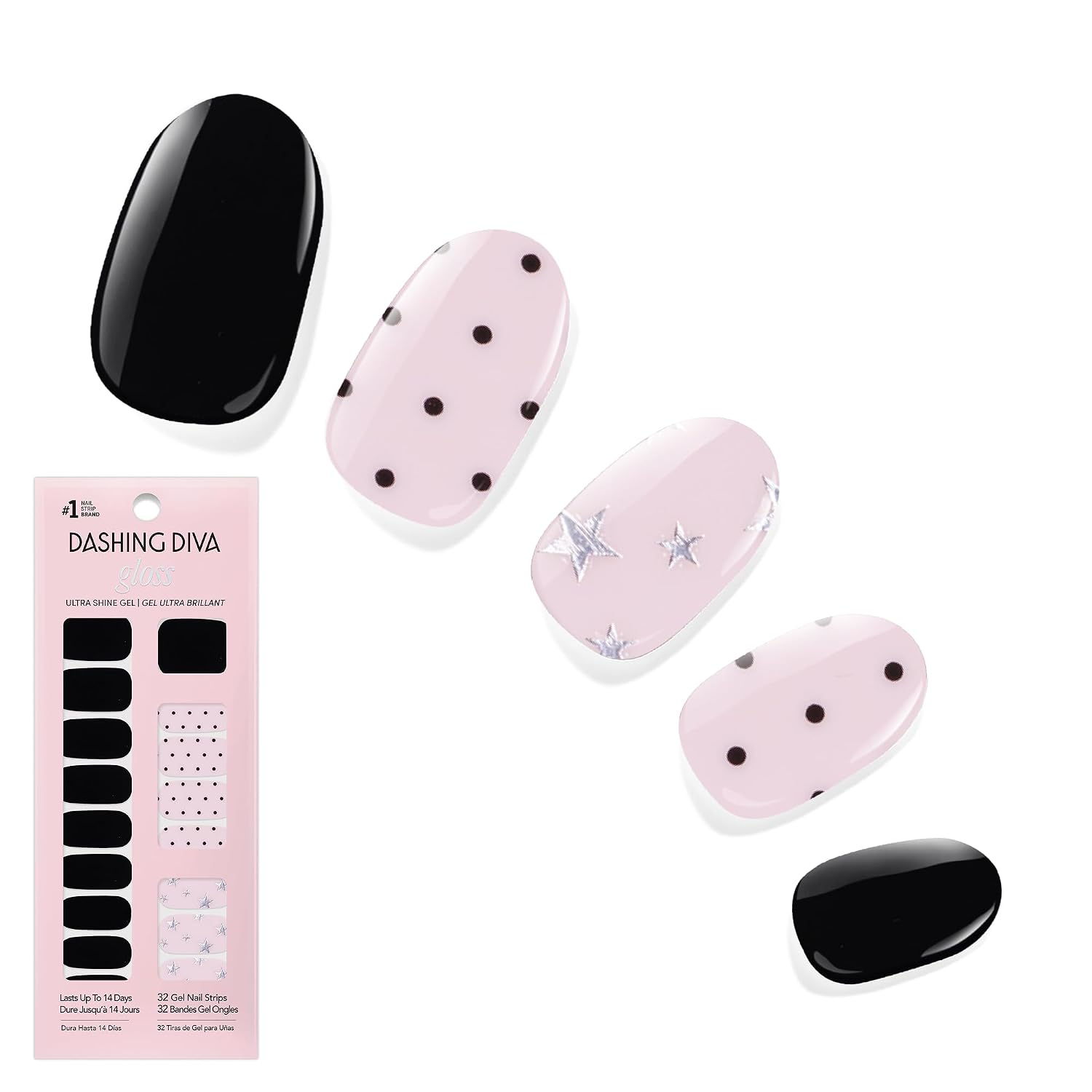 Dashing Diva Gloss Nail Strips - Crystal Clear - UV Free. Chip Resistant. Long Lasting Gel Stickers - Contains 32 Wraps. 1 Prep Pad. 1 File : Beauty & Personal Care