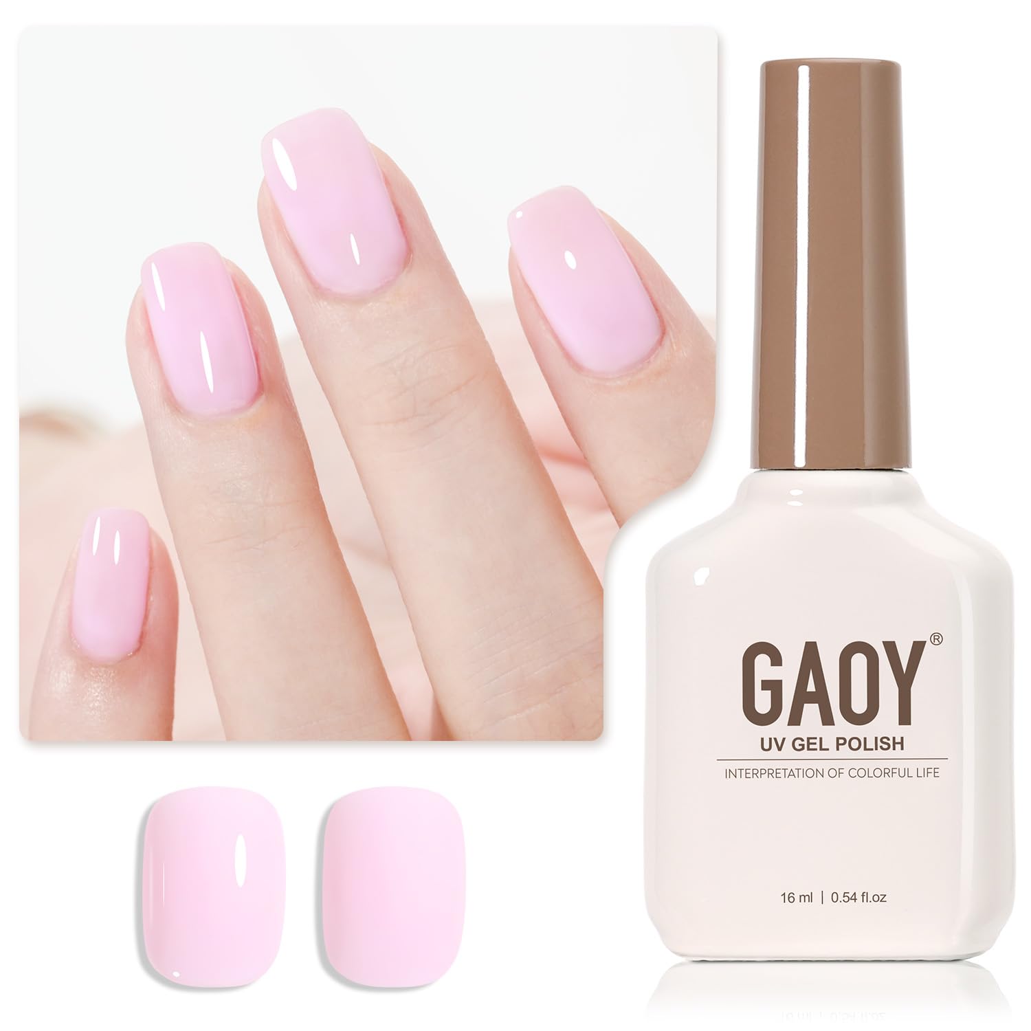 GAOY Sheer Light Pink Gel Nail Polish. 16ml Jelly Milky White Peach Translucent Color 1352 UV Light Cure Gel Polish for Nail Art DIY Manicure and Pedicure at Home : Beauty & Personal Care