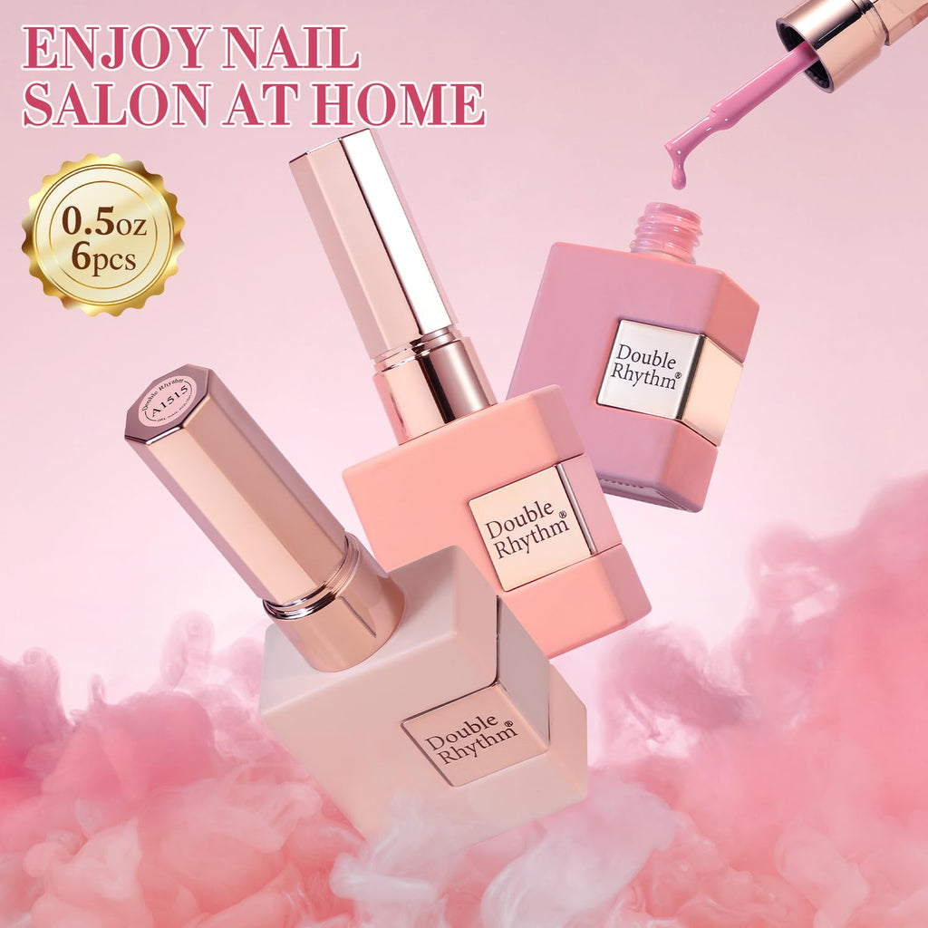 Double Rhythm 6 Pcs 15 ML Gel Polish Set Same Color Same Bottle Soak Off Gel Polish Kit Nail Art Manicure Salon DIY at Home for Women (Burgundy Red Nude Pink Purple Beige-T6-3) : Beauty & Personal Care