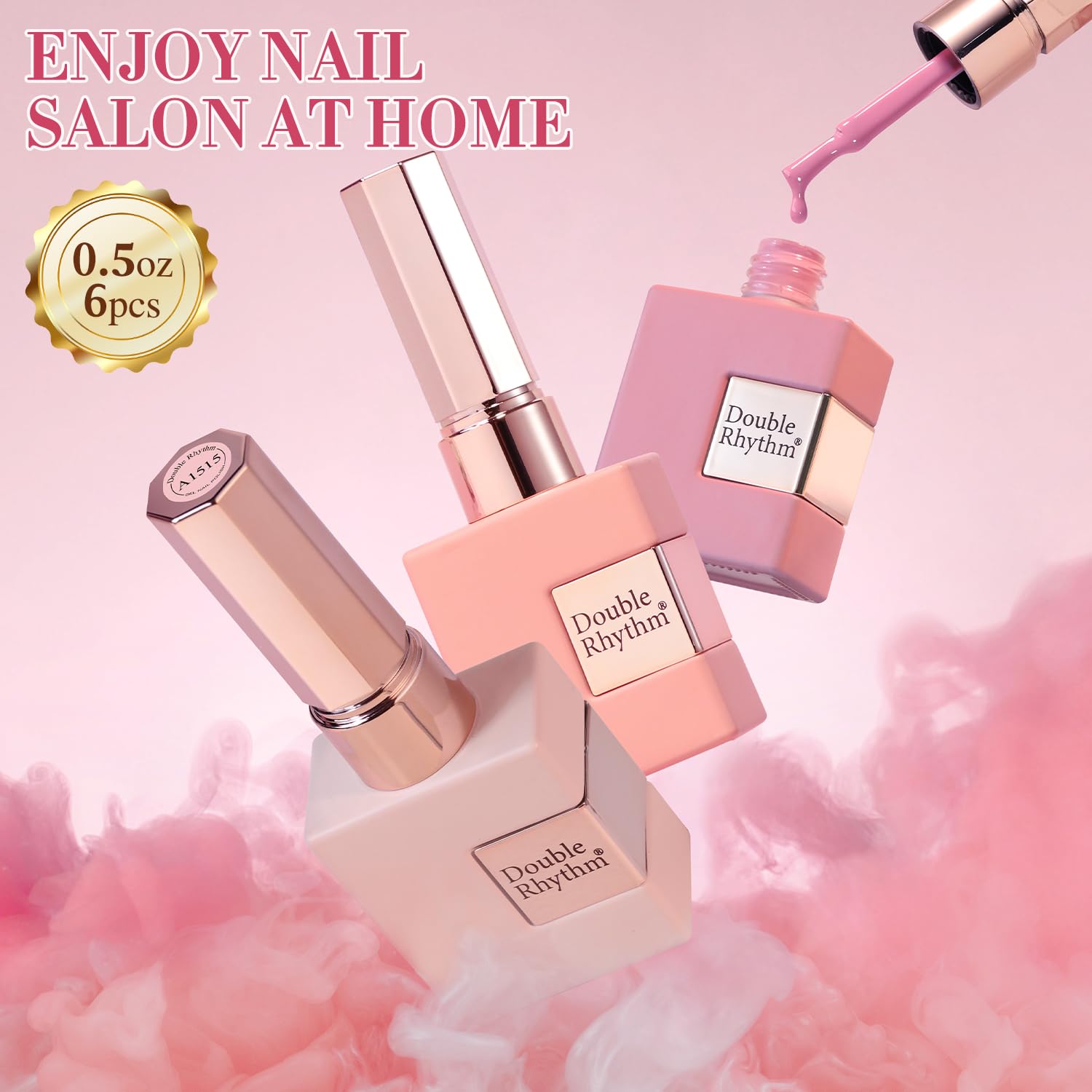 Double Rhythm 6 Pcs 15 ML Gel Polish Set Same Color Same Bottle Soak Off Gel Polish Kit Nail Art Manicure Salon DIY at Home for Women (Burgundy Red Nude Pink Purple Beige-T6-3) : Beauty & Personal Care