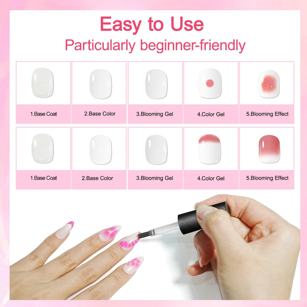 JODSONE 16.5ml Clear Blooming Gel Nail Polish for Spreading Effect Marble Natural Stone Watercolor Floral Print Nail Painting and Can Be Easily Used Suitable for DIY Nail Art : Beauty & Personal Care