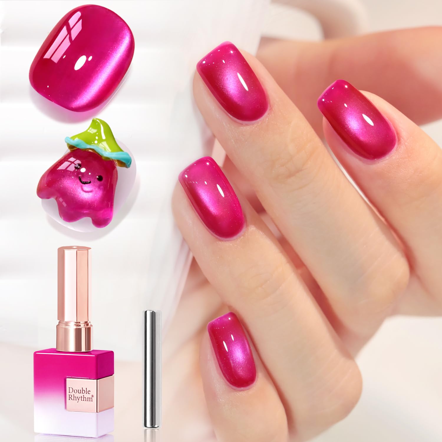 Double Rhythm 15ML Ice Glass Cat Eye Gel Polish with Magnet Holographic Glitter Shimmer Translucent Sheer Color Salon Soak Off Magnetic Nail at Home (Golden Violet-MC1129) : Beauty & Personal Care
