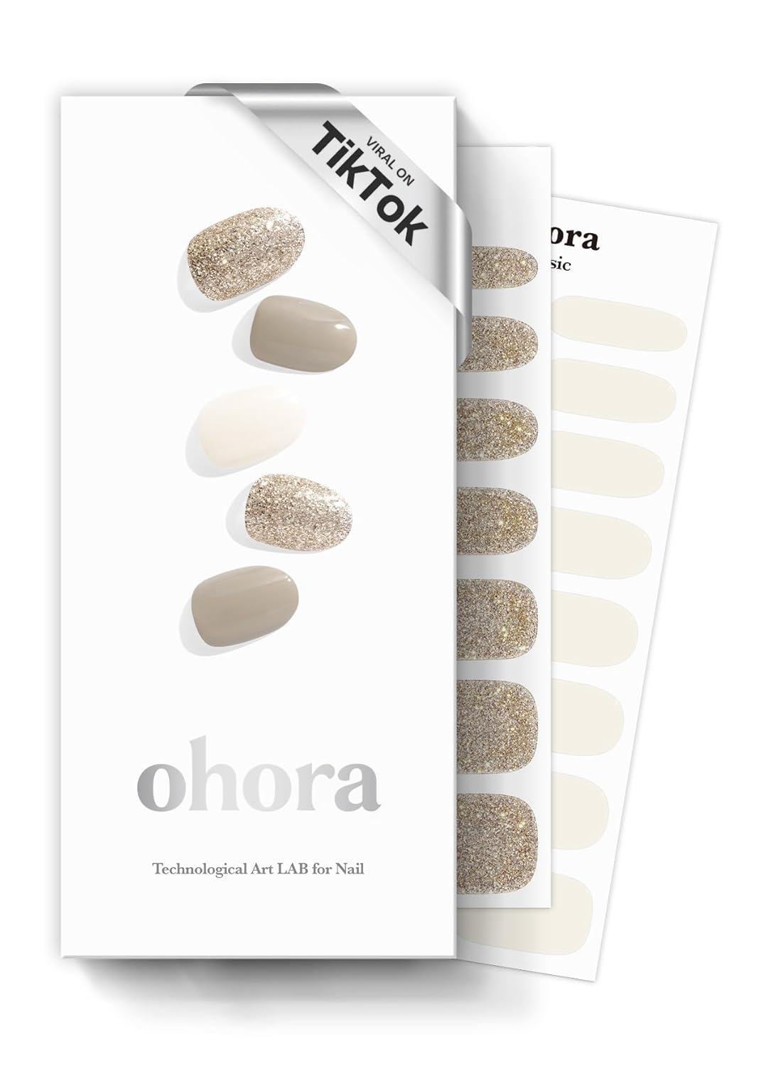 ohora Semi Cured Gel Nail Strips (N Cream Light) - Nude. Solid. Works with Any UV/LED Lamps. Salon-Quality. Long Lasting. Easy to Apply & Remove - Includes 2 Prep Pads. Nail File & Wooden Stick : Beauty & Personal Care