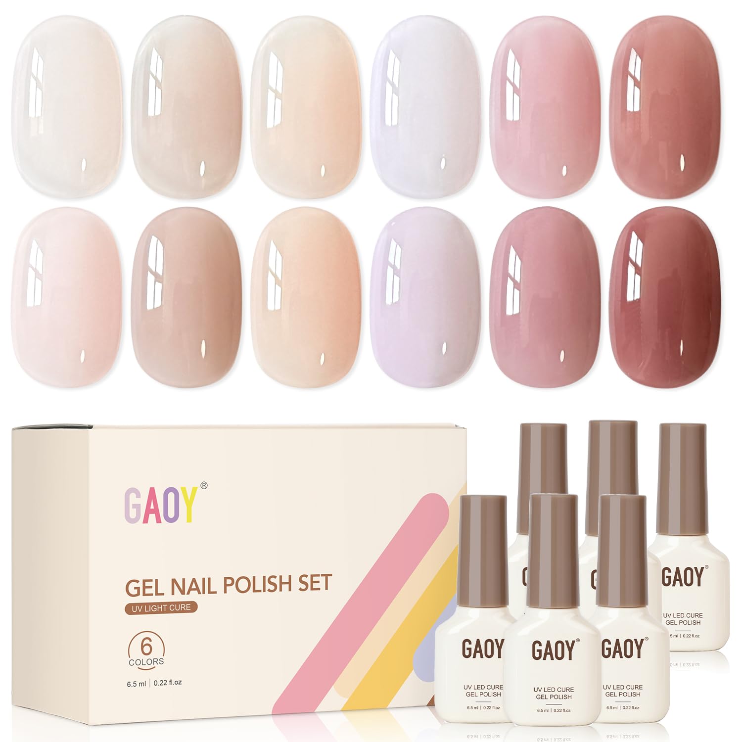 GAOY Rose Garden Jelly Gel Nail Polish of 6 Transparent Nude Red Pink Brown Colors Sheer Gel Polish Kit for Salon Manicure and Nail Art DIY at Home : Beauty & Personal Care