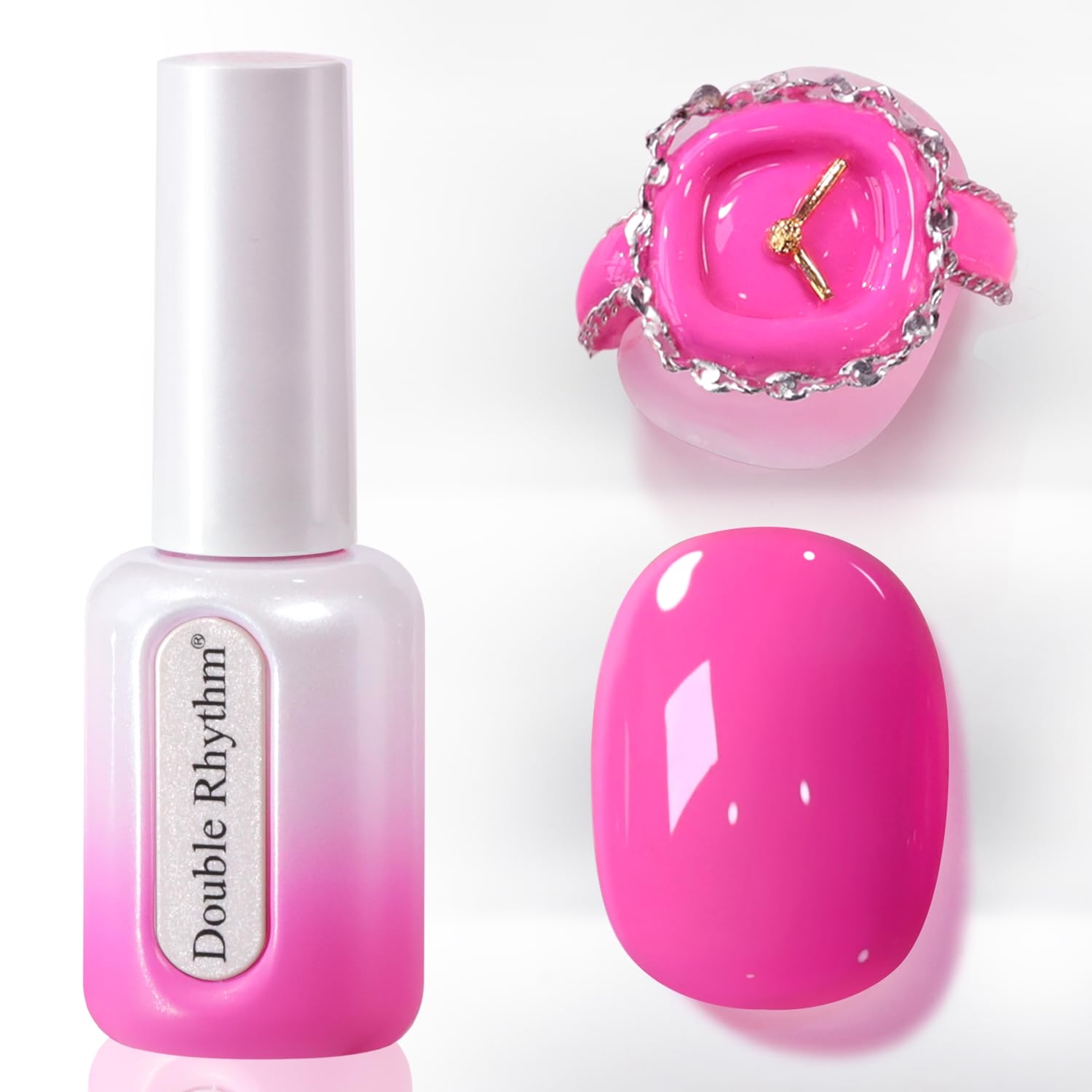 Double Rhythm 0.50 OZ Gel Polish Hema Free Same Color Same Bottle Golden Round Translucent Neutral Natural Milky 15 ML Jelly UV Polish Art DIY at Home (Bright Pink-H1040) : Beauty & Personal Care