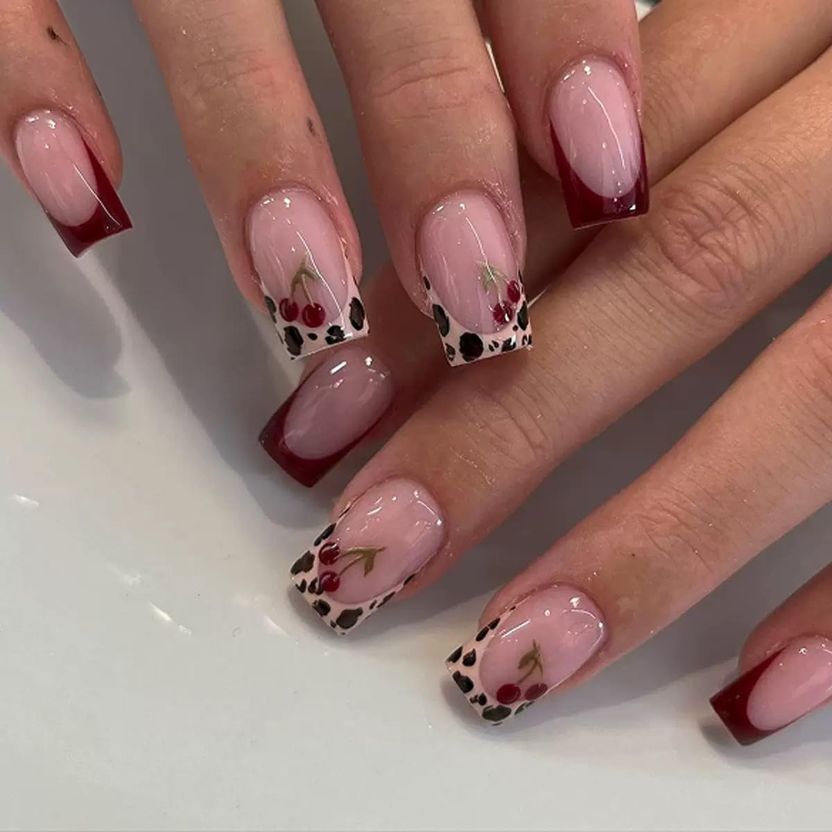 CTTHNBD Medium Press on Nails Coffin - Black French Tip Fake Nails with Bow Charms Design - Heart False Nails Press ons - for Women 24 Pcs : Beauty & Personal Care