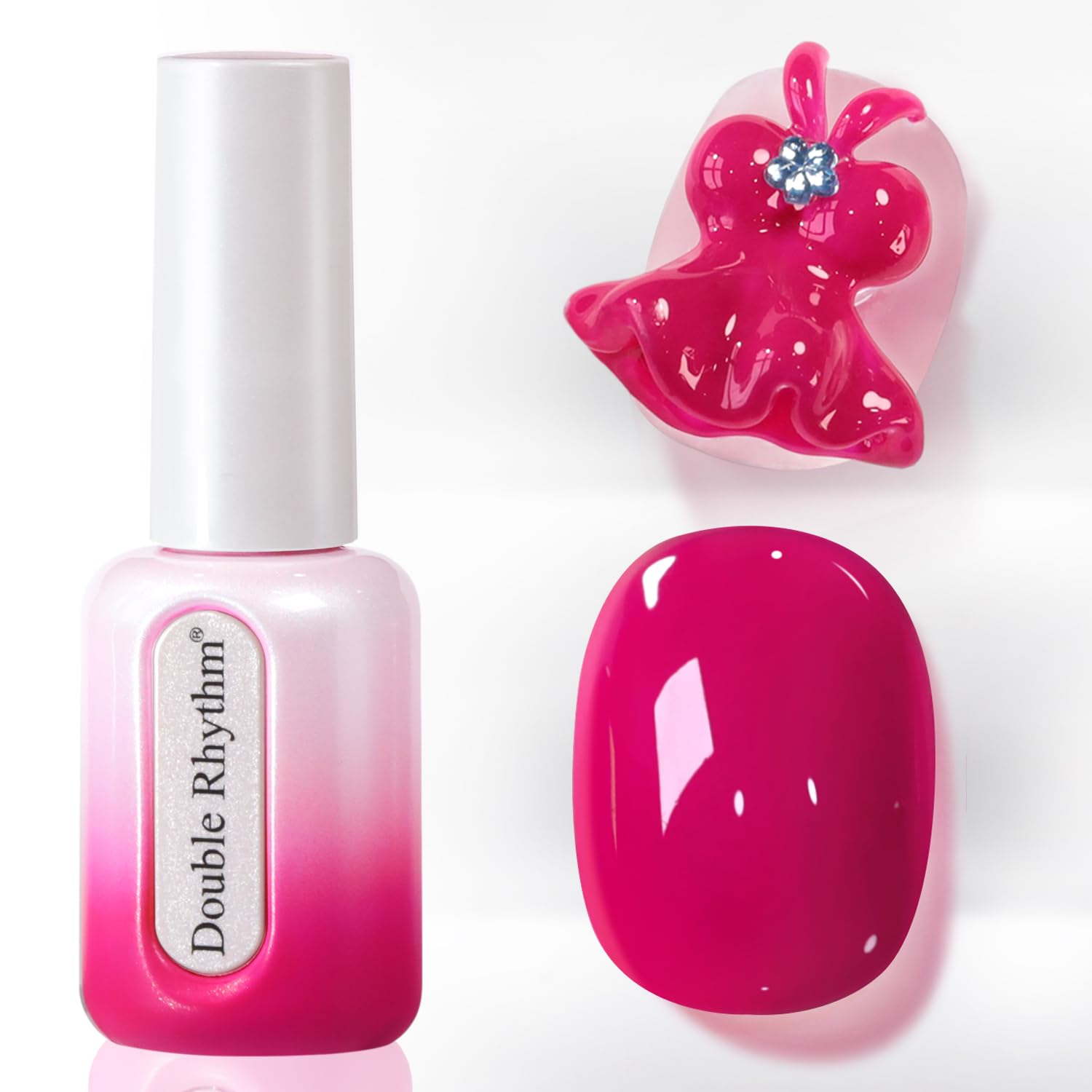 Double Rhythm 0.50 OZ Gel Polish Hema Free Same Color Same Bottle Golden Round Translucent Neutral Natural Milky 15 ML Jelly UV Polish Art DIY at Home (Bright Pink-H1040) : Beauty & Personal Care