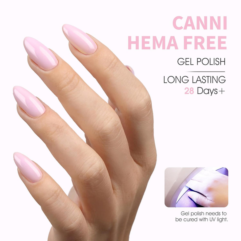 CANNI Light Pink Gel Nail Polish. 1Pcs Baby Pink Gel Polish Soft Pale Color High Gloss Soak Off U V Nail Manicure Salon DIY : Beauty & Personal Care