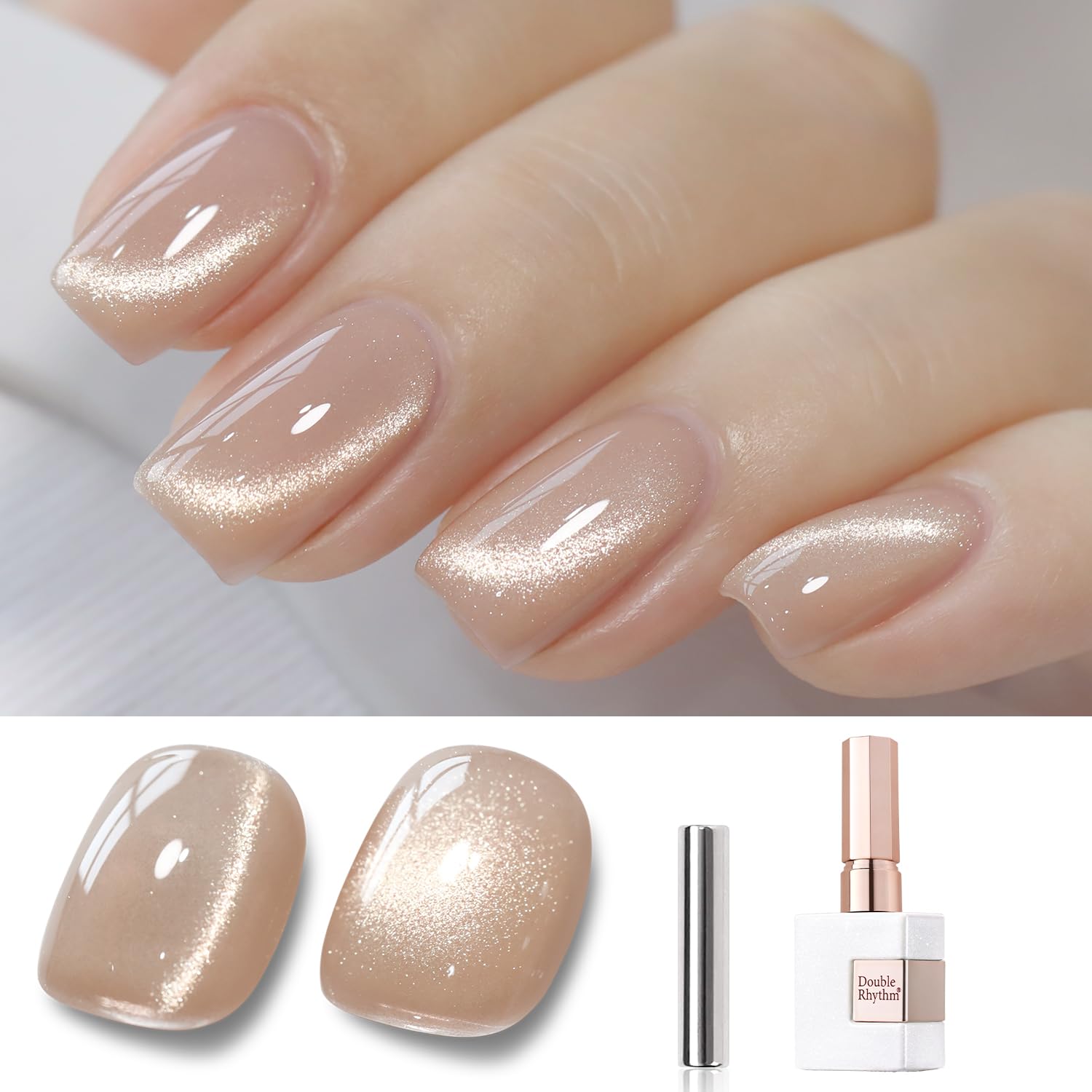 Double Rhythm 15ML Ice Glass Cat Eye Gel Polish with Magnet Holographic Glitter Shimmer Translucent Sheer Color Salon Soak Off Magnetic Nail at Home (Golden Violet-MC1129) : Beauty & Personal Care