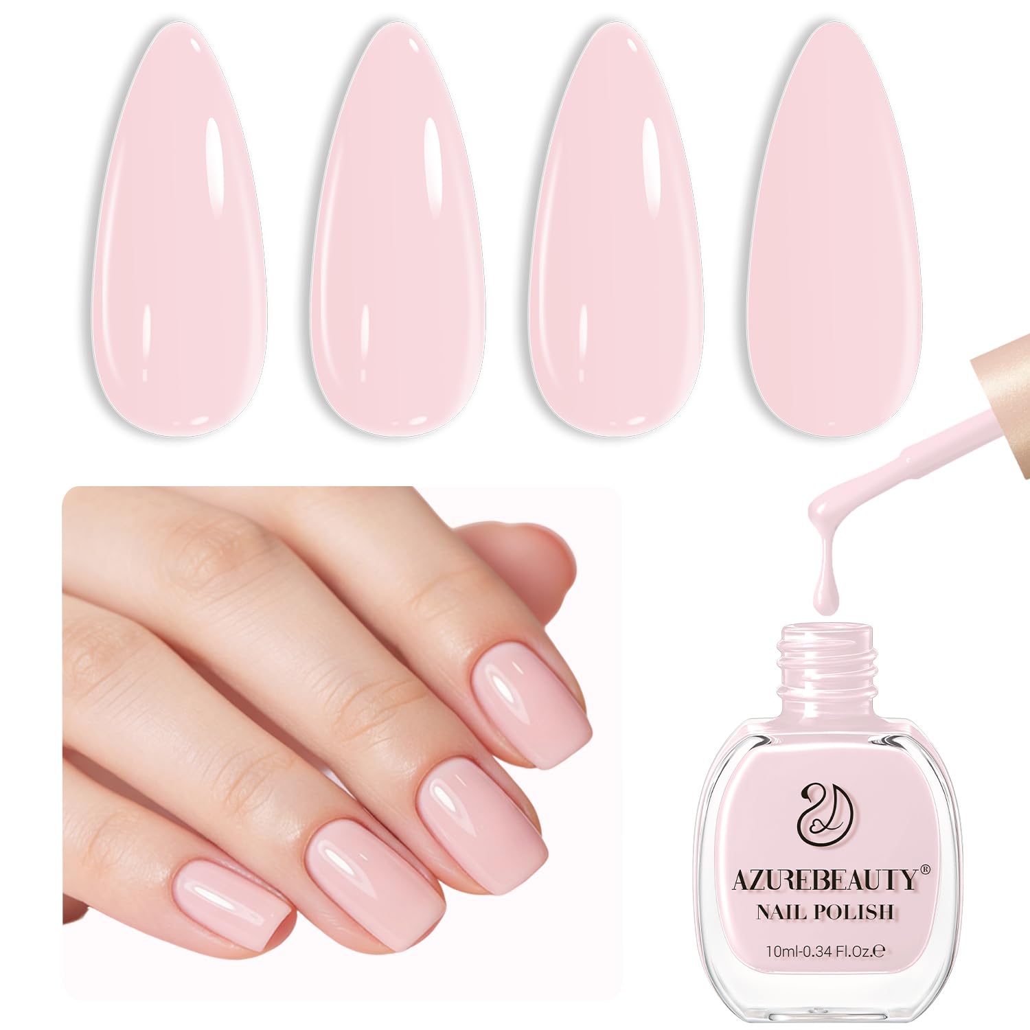 AZUREBEAUTY Milky White Translucent Nail Polish – Quick Dry. Long-Lasting. Natural Jelly Glossy Finish for DIY Manicure & Nail Art. Salon Quality for Women : Beauty & Personal Care