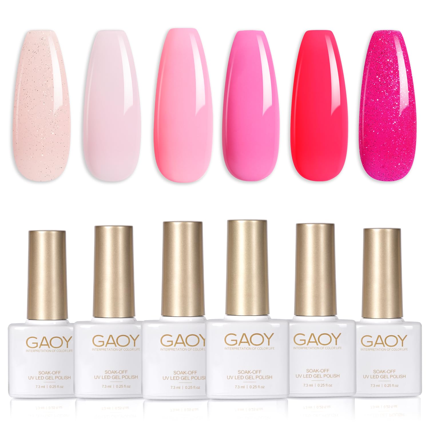 GAOY Milky White Jelly Nude Gel Nail Polish Set. 6 Transparent Colors Sheer Pink Orange Soak Off UV Light Cure Gel Polish Kit for Salon and Nail Art DIY at Home : Beauty & Personal Care