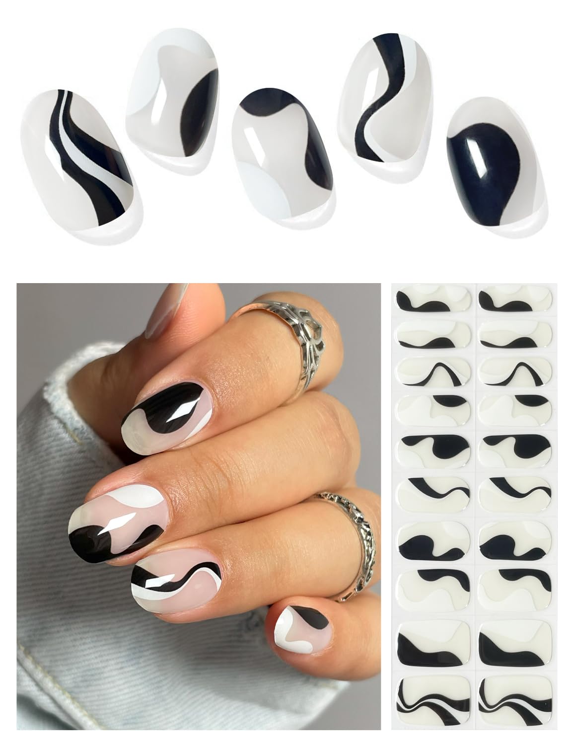 AutyaMee Semi Cured Gel Nail Strips (A White French Tip). Clear Base. 20 Pcs Gel Nail Wraps. Stickers. UV Light Required. Salon Quality. Long Lasting : Beauty & Personal Care