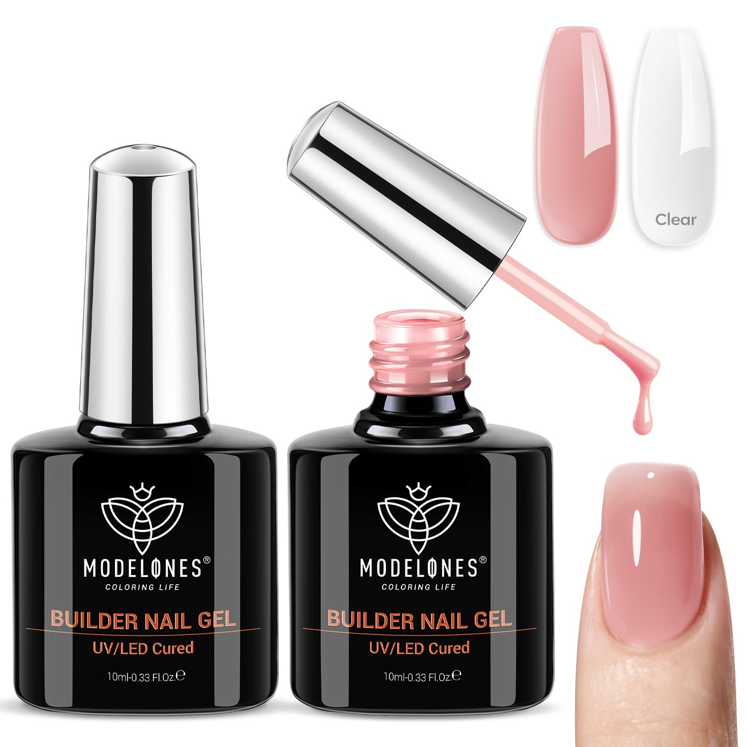 modelones Gel Top Coat. 15 ml 2026 Upgrade Super Shiny Base and Top Coat Set. Soak Off Nail Lamp Acid Free No Wipe Clear Base Top Gel Nail Polish : Beauty & Personal Care