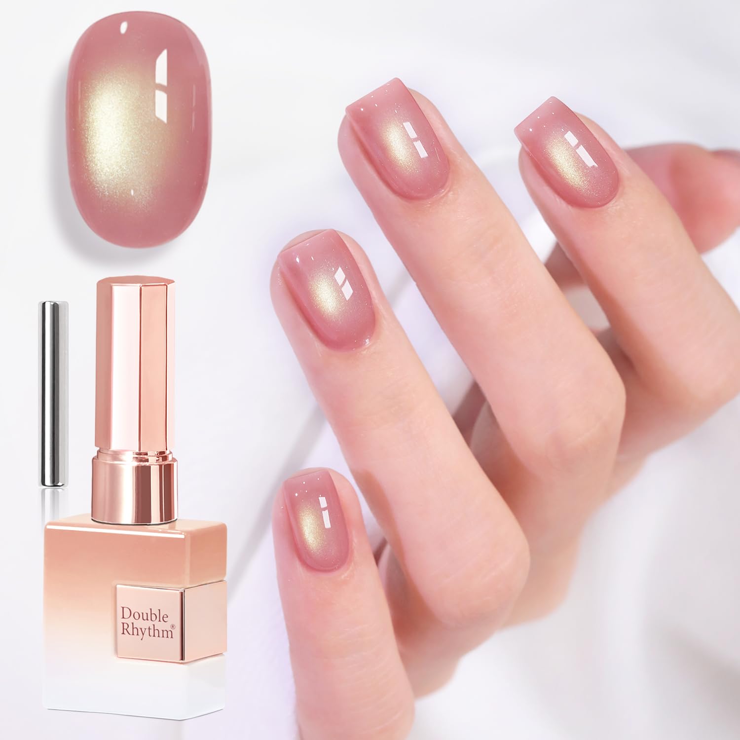 Double Rhythm 15ML Ice Glass Cat Eye Gel Polish with Magnet Holographic Glitter Shimmer Translucent Sheer Color Salon Soak Off Magnetic Nail at Home (Golden Violet-MC1129) : Beauty & Personal Care