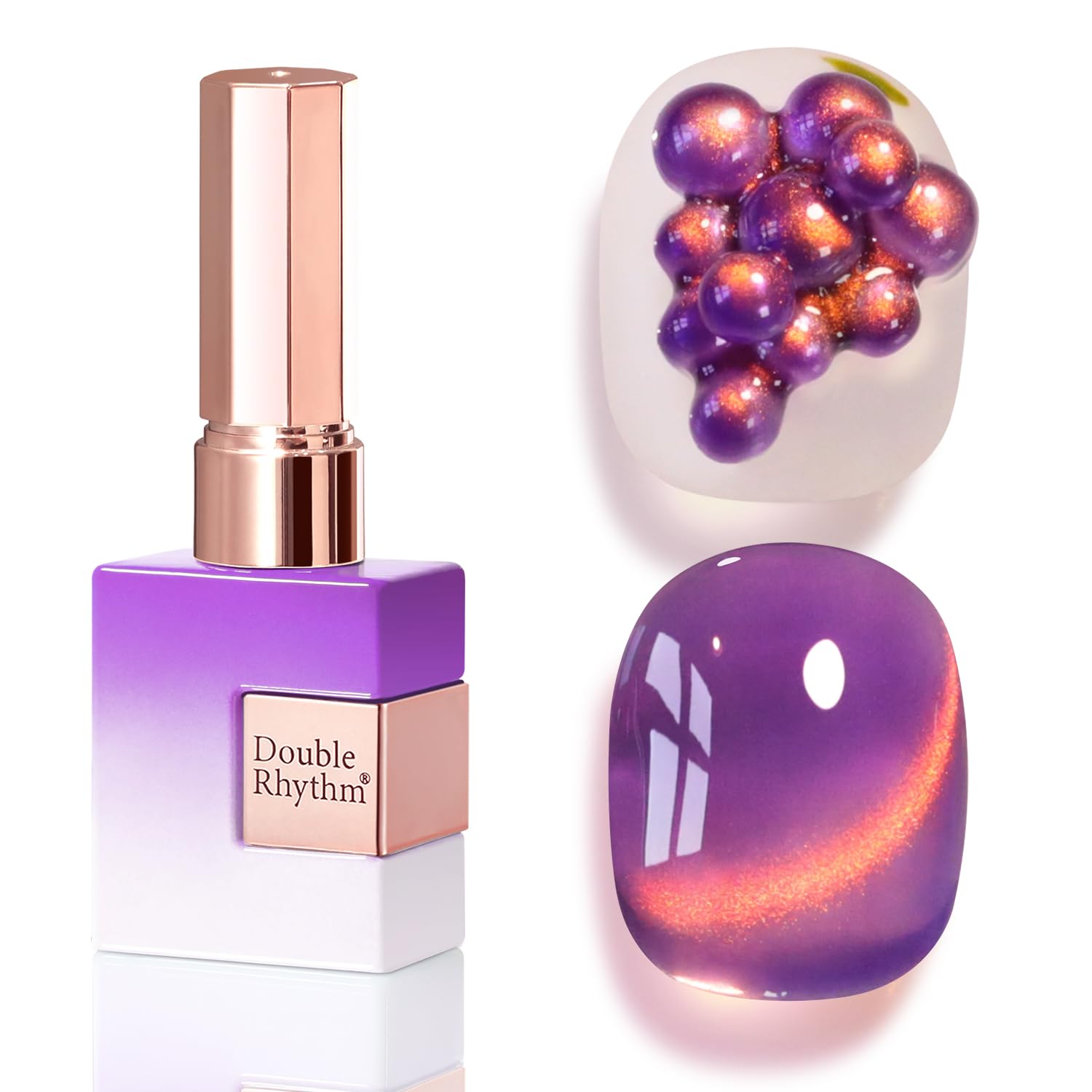 Double Rhythm 0.5 OZ Cat Eye Gel Polish with Magnet 15ML Holographic Glitter Shimmer Translucent Jelly Color Magnetic Polish Salon DIY at Home (Silver-MC1019) : Beauty & Personal Care