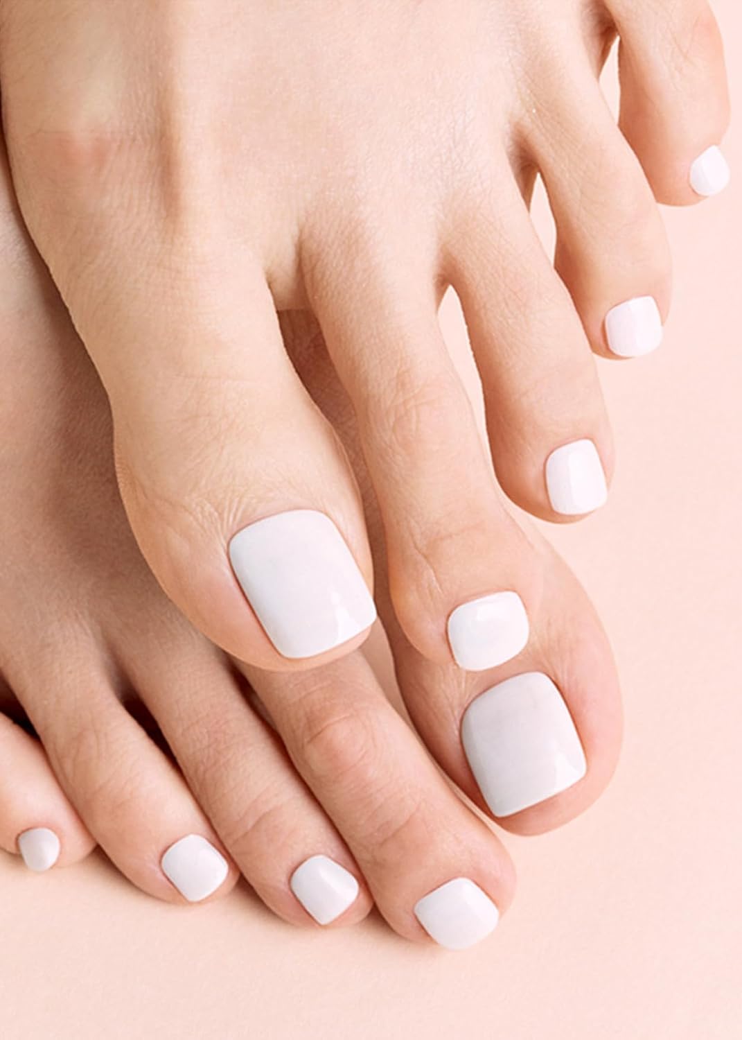 ohora Semi Cured Gel Pedi Strips (P Basic Pedicure no.3) - White. Solid. Works with UV/LED Lamps. Salon-Quality. Long Lasting. Easy to Apply & Remove - Includes 2 Prep Pads. Nail File & Wooden Stick : Beauty & Personal Care