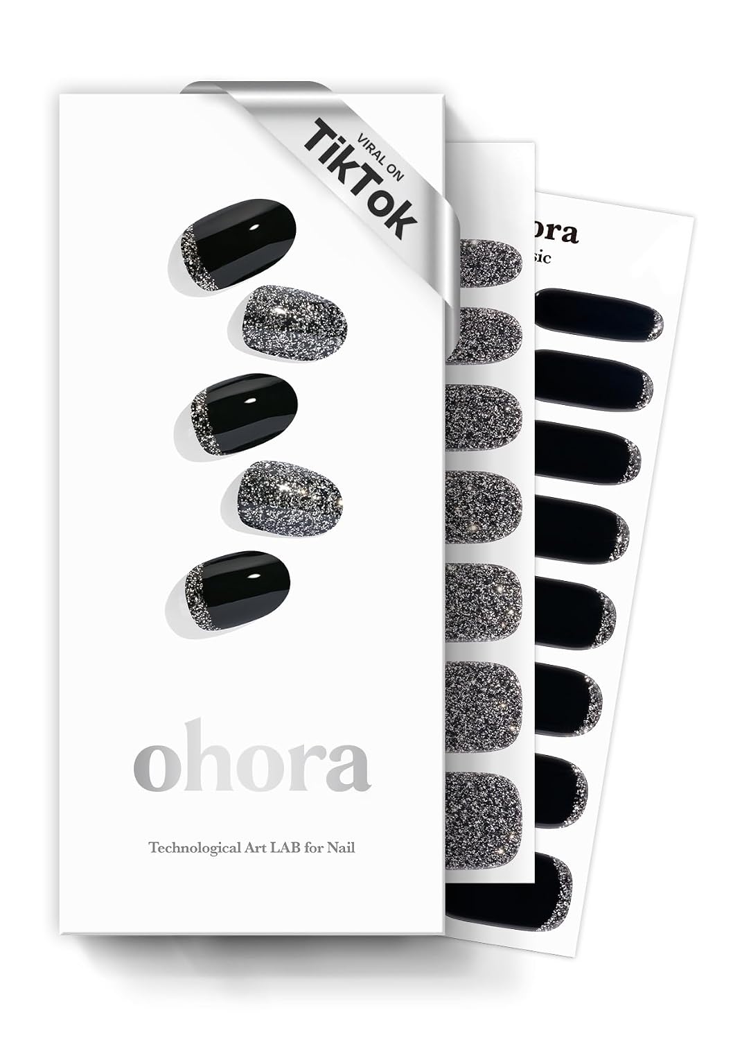 ohora Semi Cured Gel Nail Strips (N Pixie Dust) - Nude. Glitter. Works with Any UV/LED Lamps. Salon-Quality. Long Lasting. Easy to Apply & Remove - Includes 2 Prep Pads. Nail File & Wooden Stick : Beauty & Personal Care