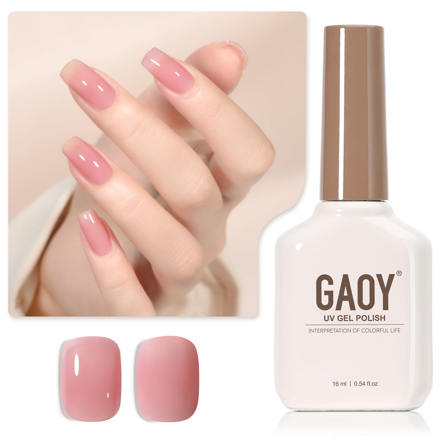 GAOY Sheer Light Pink Gel Nail Polish. 16ml Jelly Milky White Peach Translucent Color 1352 UV Light Cure Gel Polish for Nail Art DIY Manicure and Pedicure at Home : Beauty & Personal Care