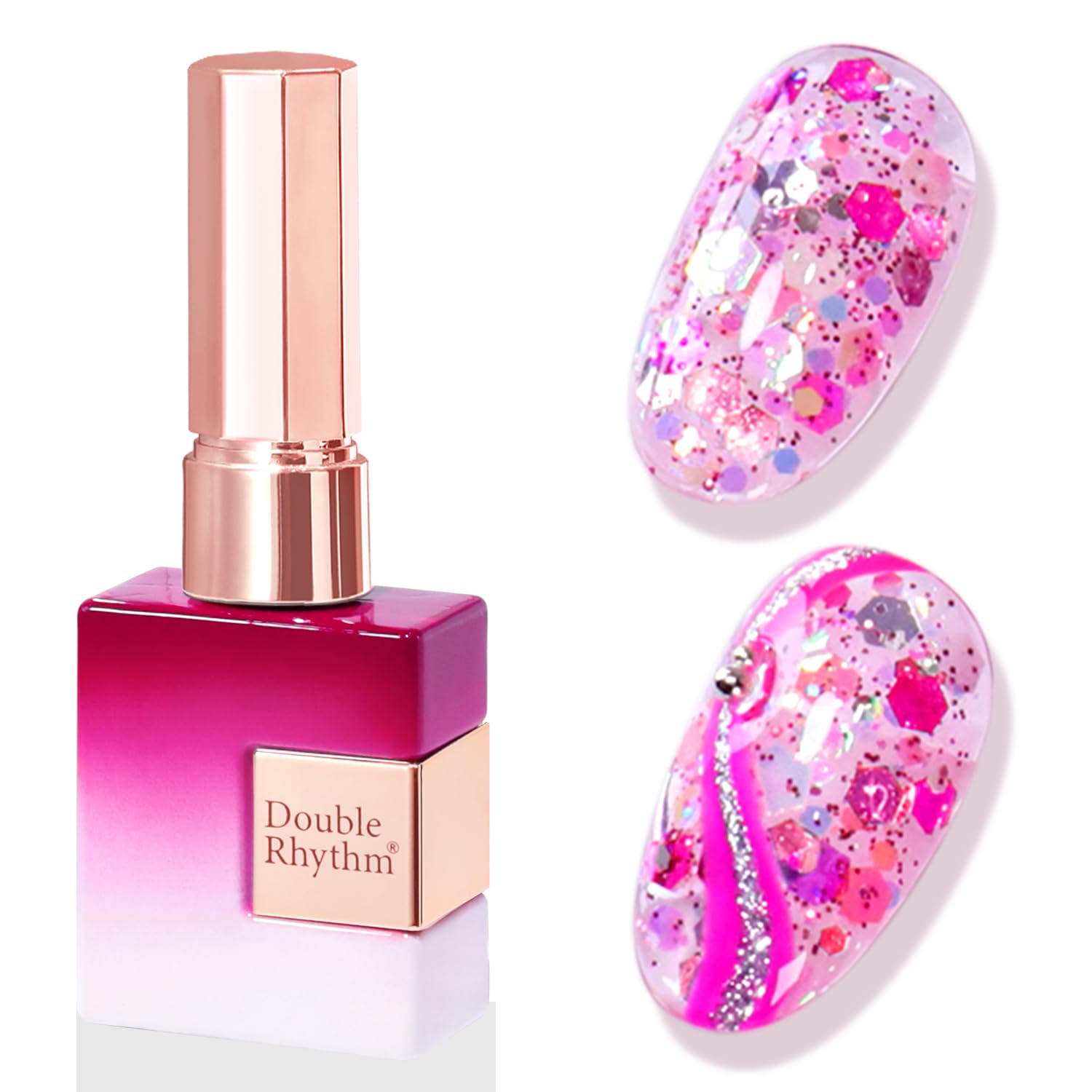 Double Rhythm 0.5Oz Glitter Gel Polish Shimmer Reflective Color for Nail Art Salon DIY Soak Off 15ml Nail Lamp Gel Polish at Home (Pink-B1161) : Beauty & Personal Care