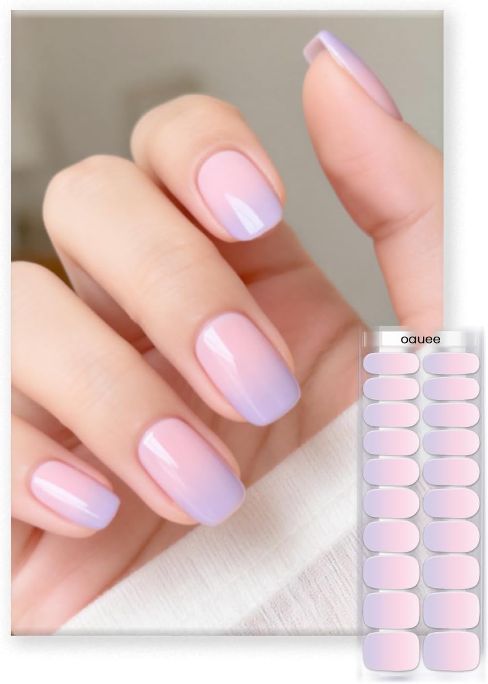 OAUEE Semi Cured Gel Nail Strips | Gel Nail Stickers with UV Light Required | Salon Quality. Easy Application and Removal(Pink Ombre) : Beauty & Personal Care