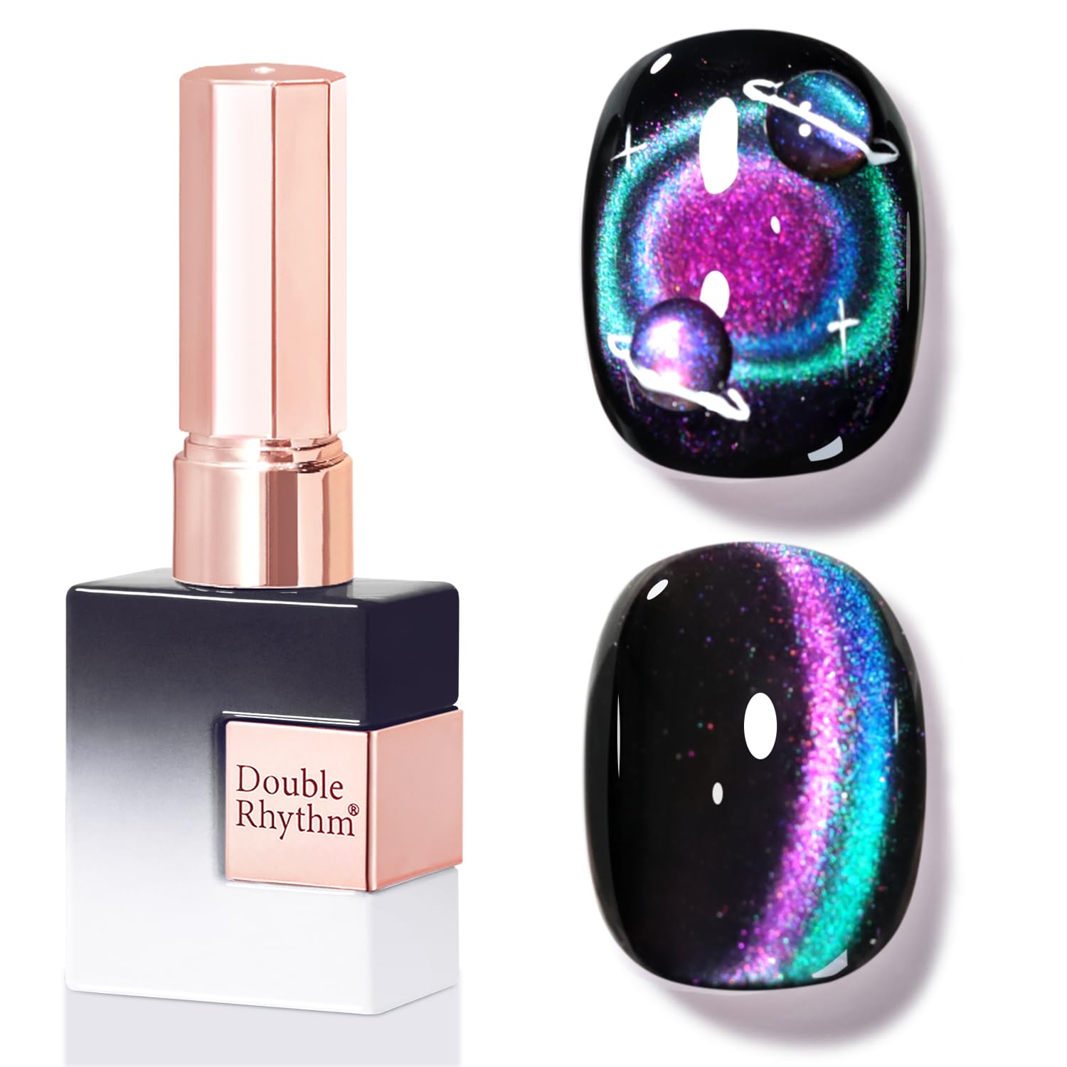 Double Rhythm 0.5 OZ Cat Eye Gel Polish with Magnet 15ML Holographic Glitter Shimmer Translucent Jelly Color Magnetic Polish Salon DIY at Home (Silver-MC1019) : Beauty & Personal Care