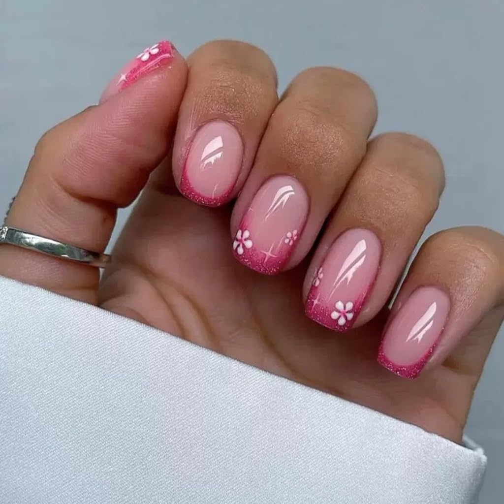 CTTHNBD Medium Press on Nails Coffin - Black French Tip Fake Nails with Bow Charms Design - Heart False Nails Press ons - for Women 24 Pcs : Beauty & Personal Care