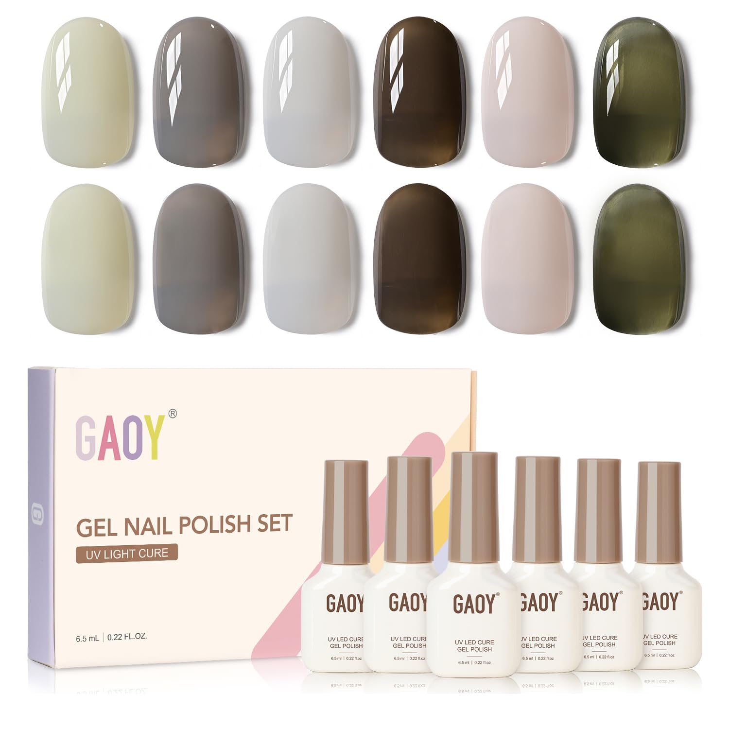 GAOY Rose Garden Jelly Gel Nail Polish of 6 Transparent Nude Red Pink Brown Colors Sheer Gel Polish Kit for Salon Manicure and Nail Art DIY at Home : Beauty & Personal Care