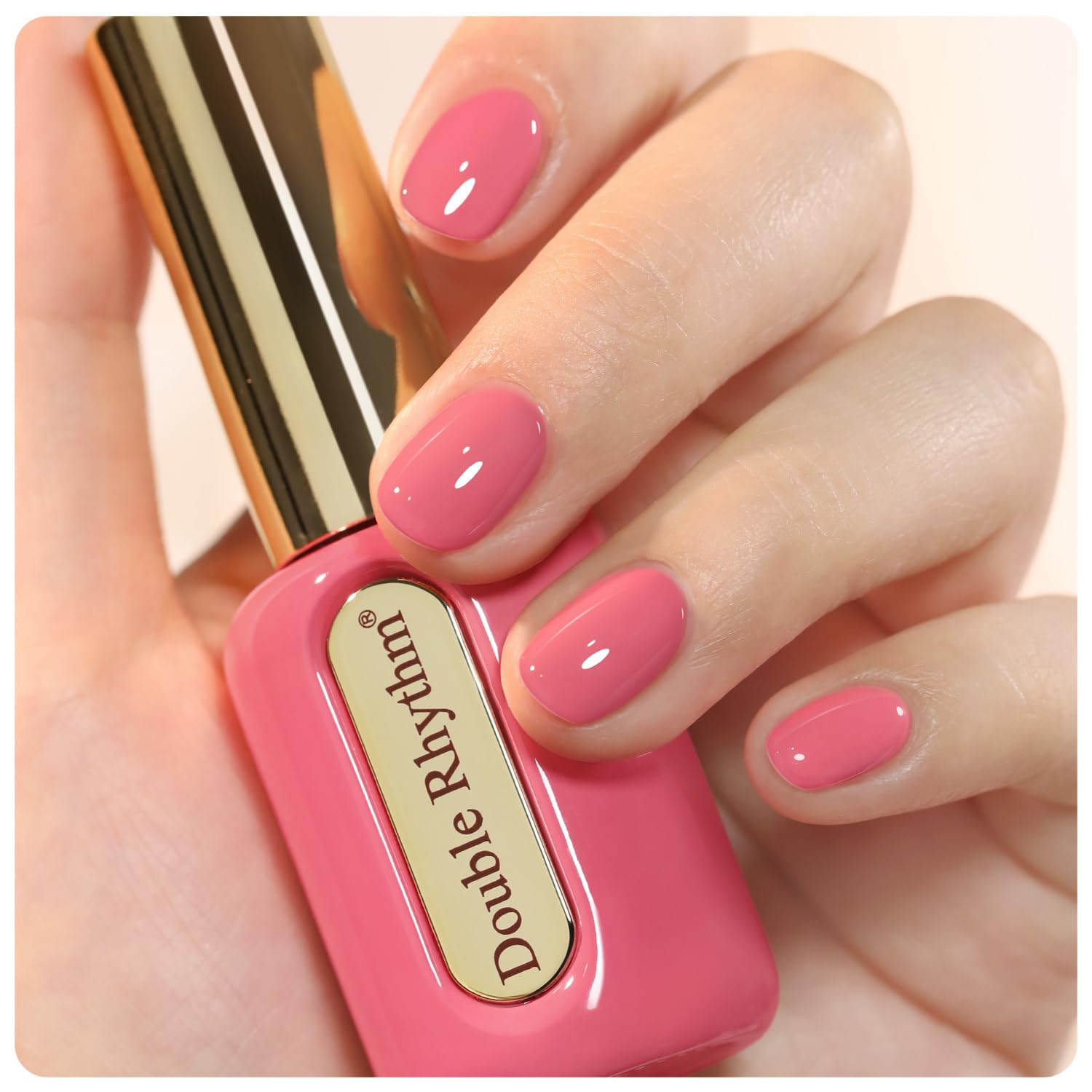 Double Rhythm 0.50 OZ Gel Polish Hema Free Same Color Same Bottle Golden Round Translucent Neutral Natural Milky 15 ML Jelly UV Polish Art DIY at Home (Bright Pink-H1040) : Beauty & Personal Care