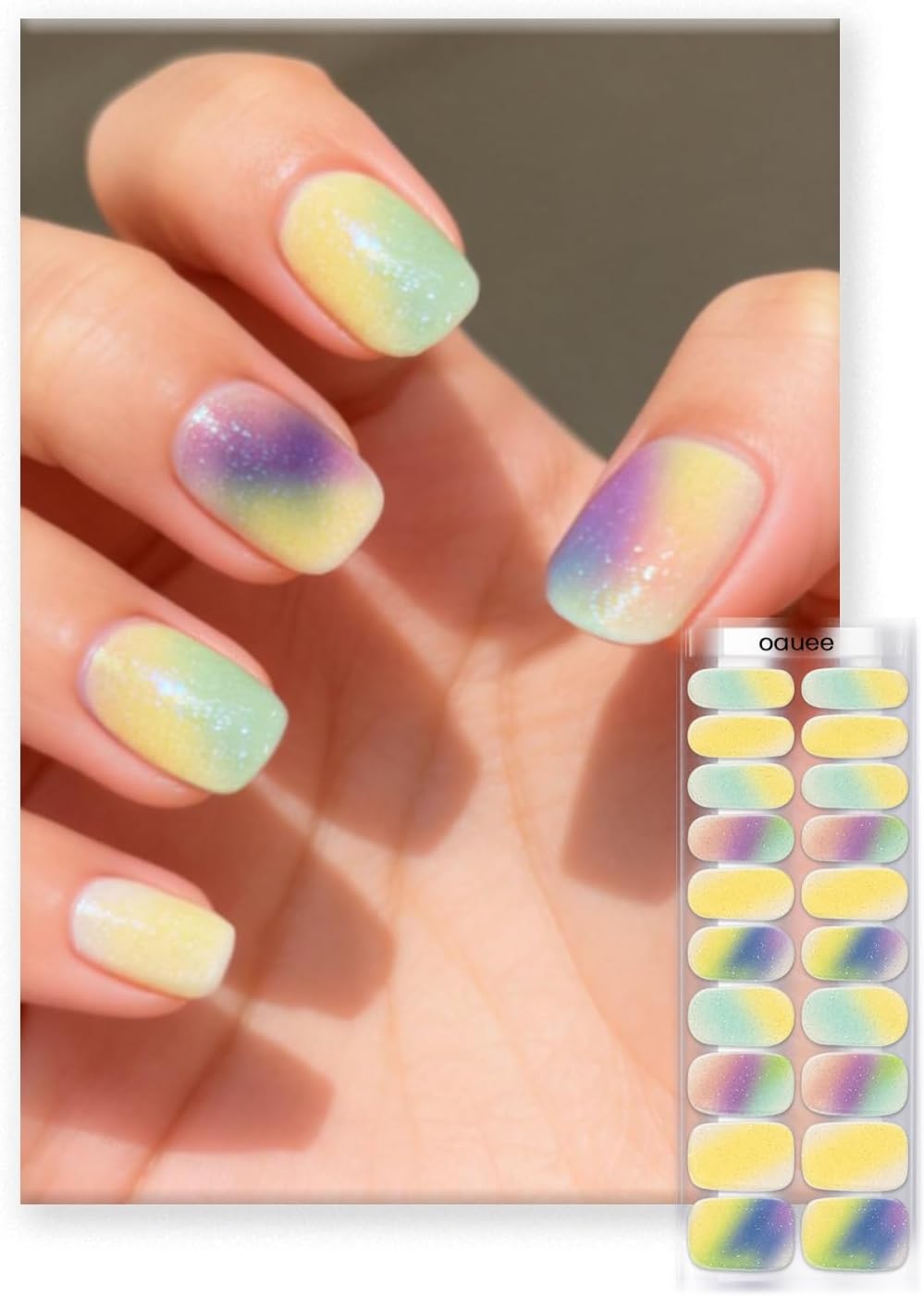 OAUEE Semi Cured Gel Nail Strips | Gel Nail Stickers with UV Light Required | Salon Quality. Easy Application and Removal(Pink Ombre) : Beauty & Personal Care