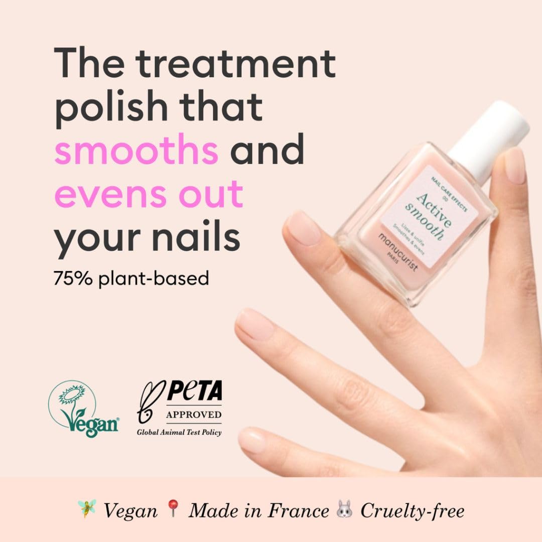 Manucurist Active Smooth 00 Nail Concealer Polish & Care - 2 in 1 Nude Nail Polish : Nail Strengthener and Growth - No Lamp - Ridge Filler for Nails - Natural Rosé Nail Polish : Beauty & Personal Care
