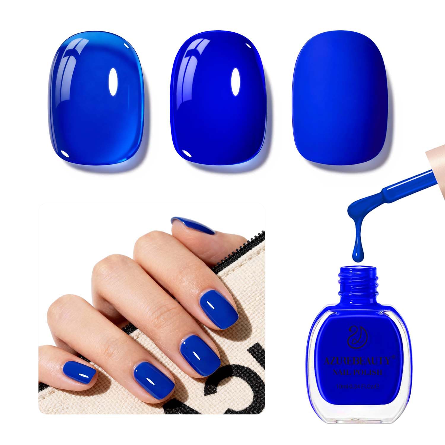 AZUREBEAUTY Navy Blue Nail Polish – Quick Dry. Long-Lasting. Natural Royal Blue Glossy Finish for DIY Manicure & Nail Art. Salon Quality for Women 0.34Oz : Beauty & Personal Care