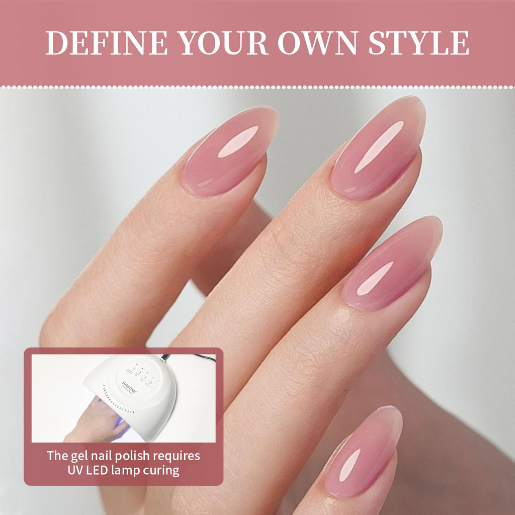 JODSONE 23PCS Gel Nail Polish Set 20 translucent Jelly Color Natural and Elegant Long Lasting Suitable for Home and Salon : Beauty & Personal Care