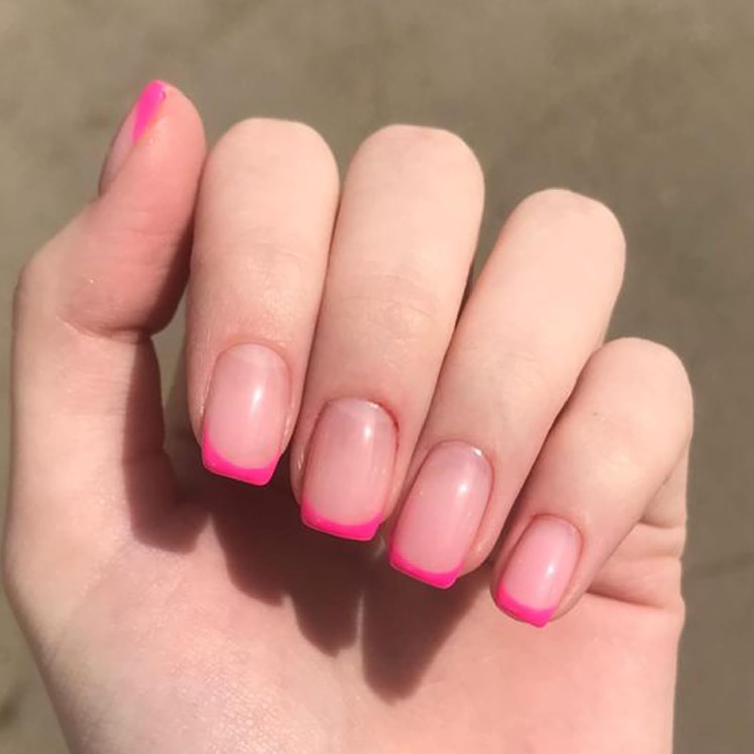 Modelones Press on Nails Short. Oval Spring Fake Nails. Reusable Nail Kit with Nail Glue Adhesive Tabs Mini Nail File. Nails Press Ons 32Pcs 16Sizes. Women Girl Gift. Pink Ombre : Beauty & Personal Care