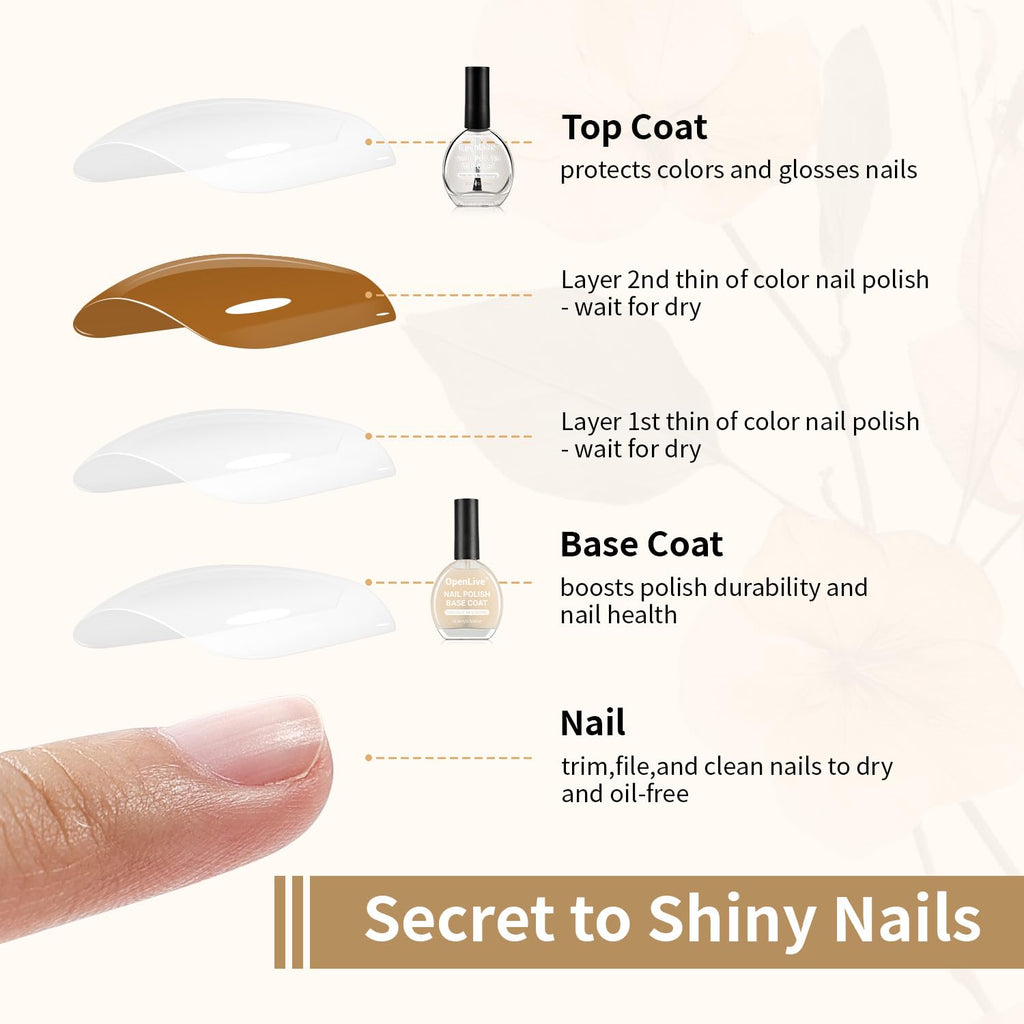 OpenLive Base and Top Coat Nail Polish Quick Dry.16.5ml Large capacity Basic Nail Polish Set Air Dry Fast. High-Glossy Shiny. No U V Light Needed for Women Salon DIY Nail Art : Beauty & Personal Care