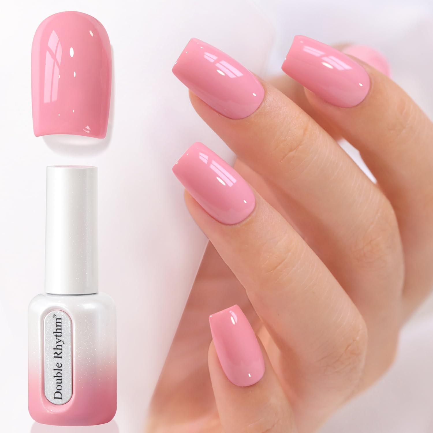 Double Rhythm 0.50 OZ Gel Polish Hema Free Same Color Same Bottle Golden Round Translucent Neutral Natural Milky 15 ML Jelly UV Polish Art DIY at Home (Bright Pink-H1040) : Beauty & Personal Care