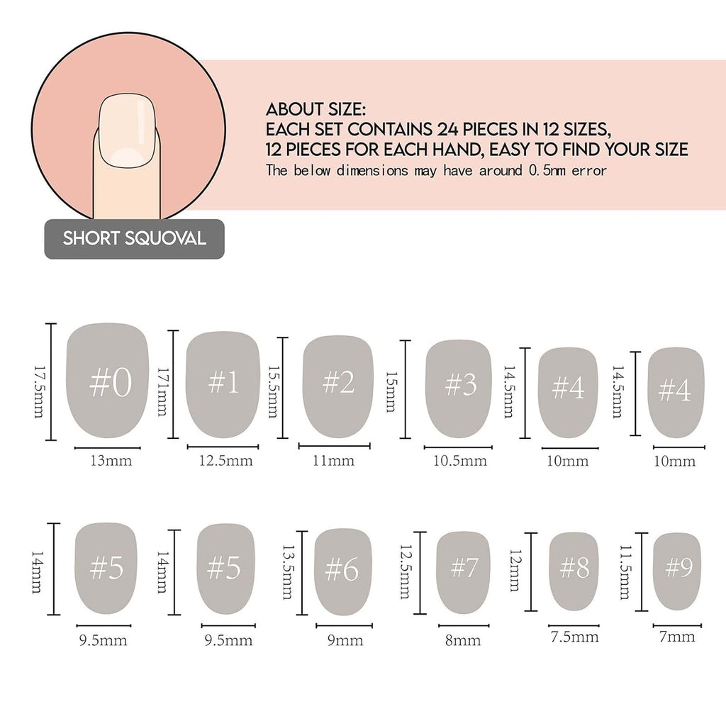 GLAMERMAID Nude Pink Short Press on Nails. Natural Extra Short Squoval Glue on Nails for Women. Coral Pink Square Jelly Soft Gel Fake Nails. Round Reusable Acrylic False Nails Manicure Kit for Women : Beauty & Personal Care