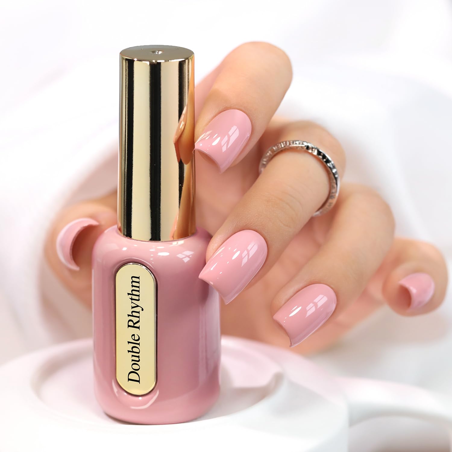 Double Rhythm 0.50 OZ Gel Polish Hema Free Same Color Same Bottle Golden Round Translucent Neutral Natural Milky 15 ML Jelly UV Polish Art DIY at Home (Bright Pink-H1040) : Beauty & Personal Care