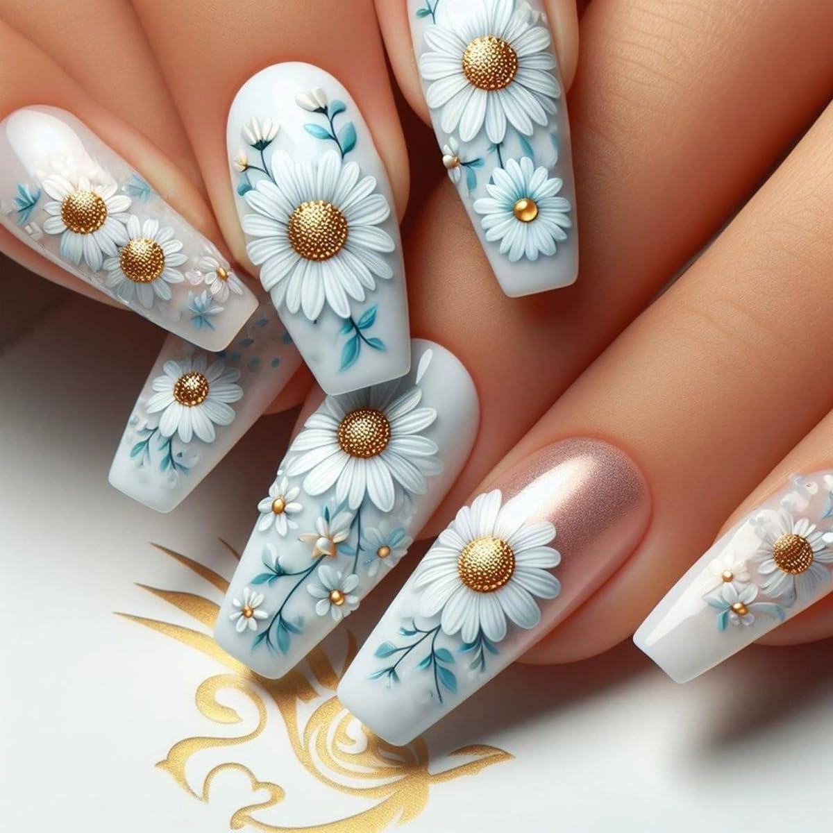 Short Square Press on Nails French Fake Nails Ombre Acrylic Nails Press on Full Cover Glossy False Nails Artificial Stick on Nail for Women Manicure Decoration 24PCS : Beauty & Personal Care