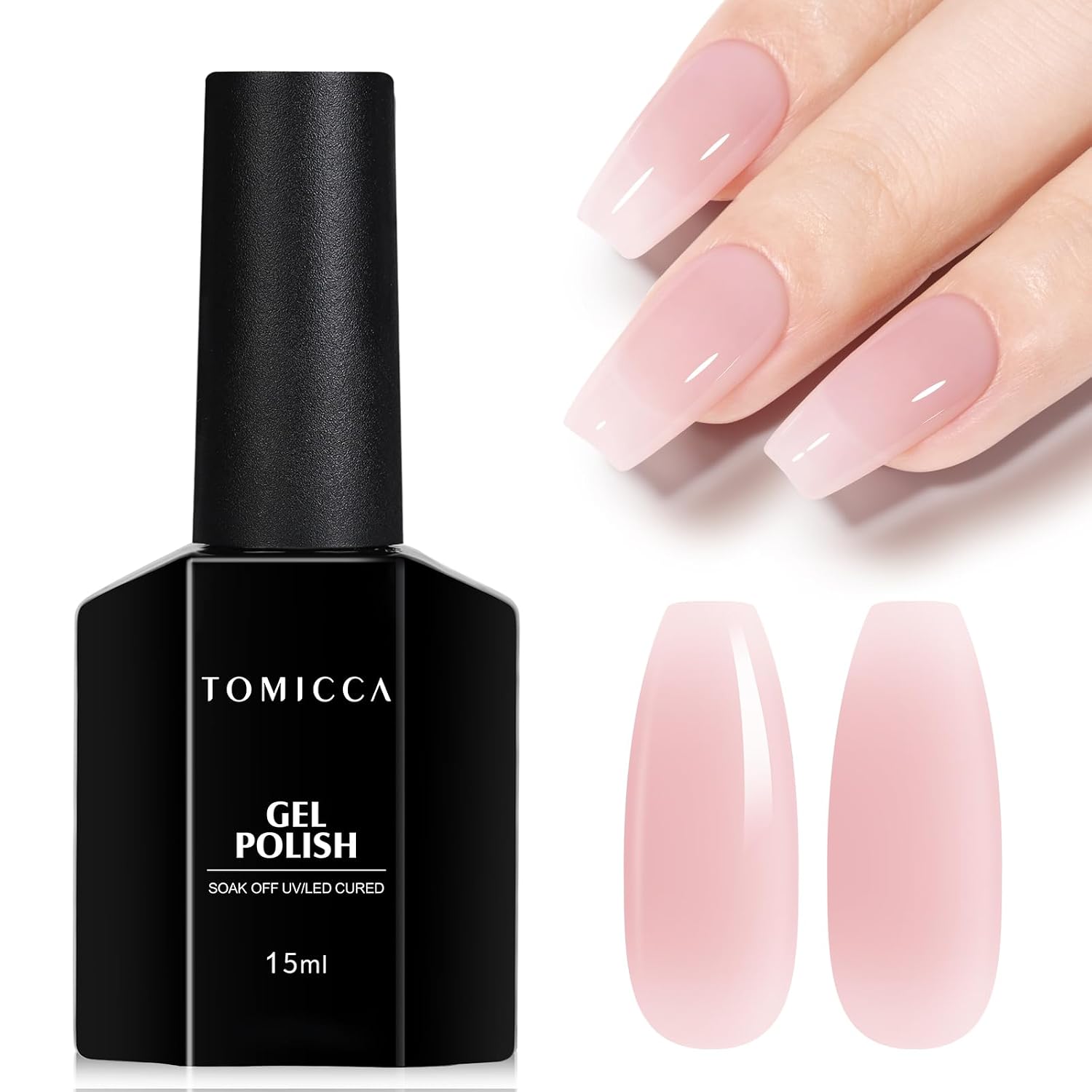 TOMICCA Nude Gel Nail Polish.15ml Light Nude Gel Polish.Soak Off Uv Led Cure Needed .Color Long Lasting Translucent Nail Art Manicure French Salon Diy Design Gifts For Woman : Beauty & Personal Care